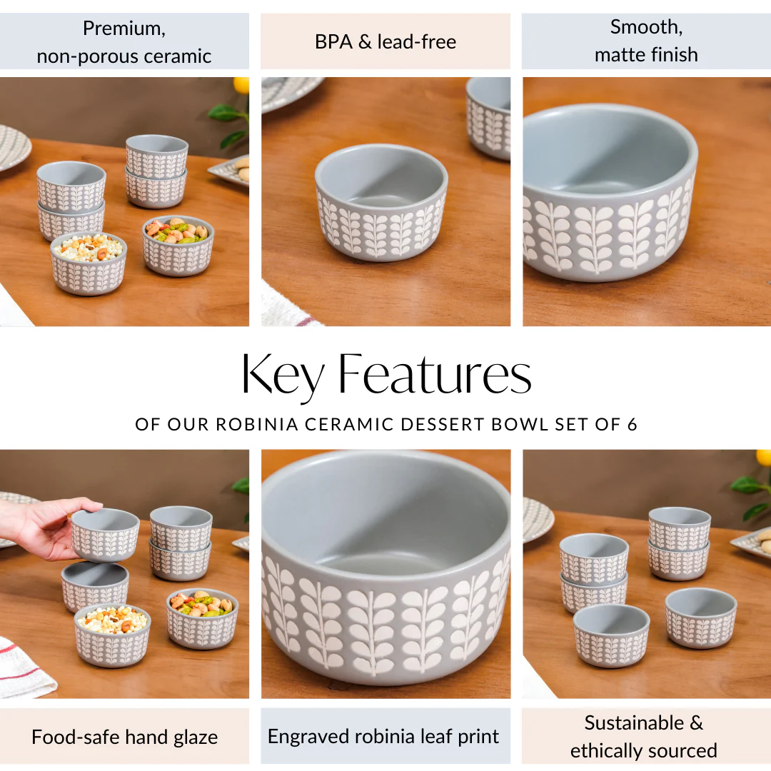 Robinia Ceramic Small Bowl Set of 6 200ml - Image 5
