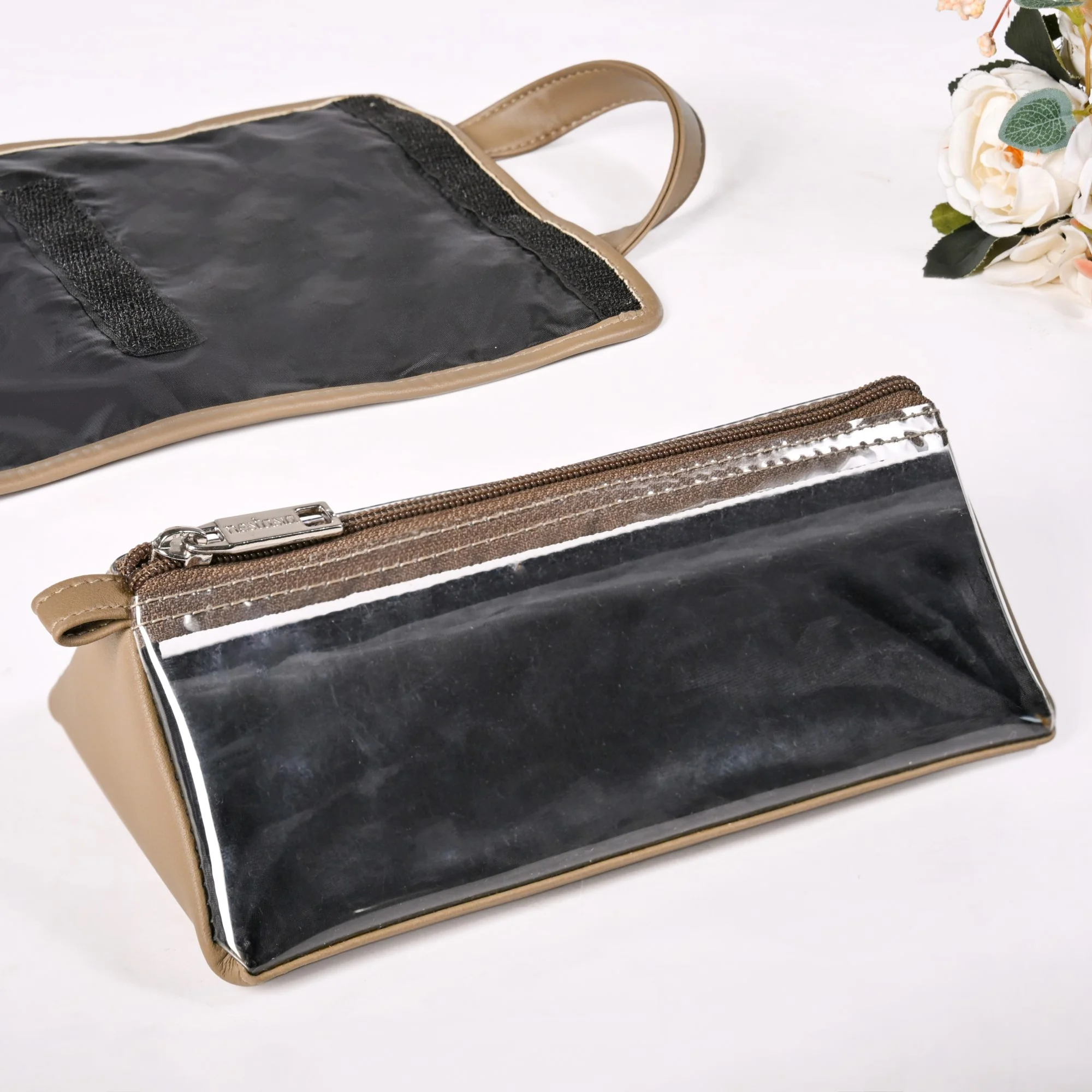Roll Up Beige Vanity Makeup Pouch - Image 8