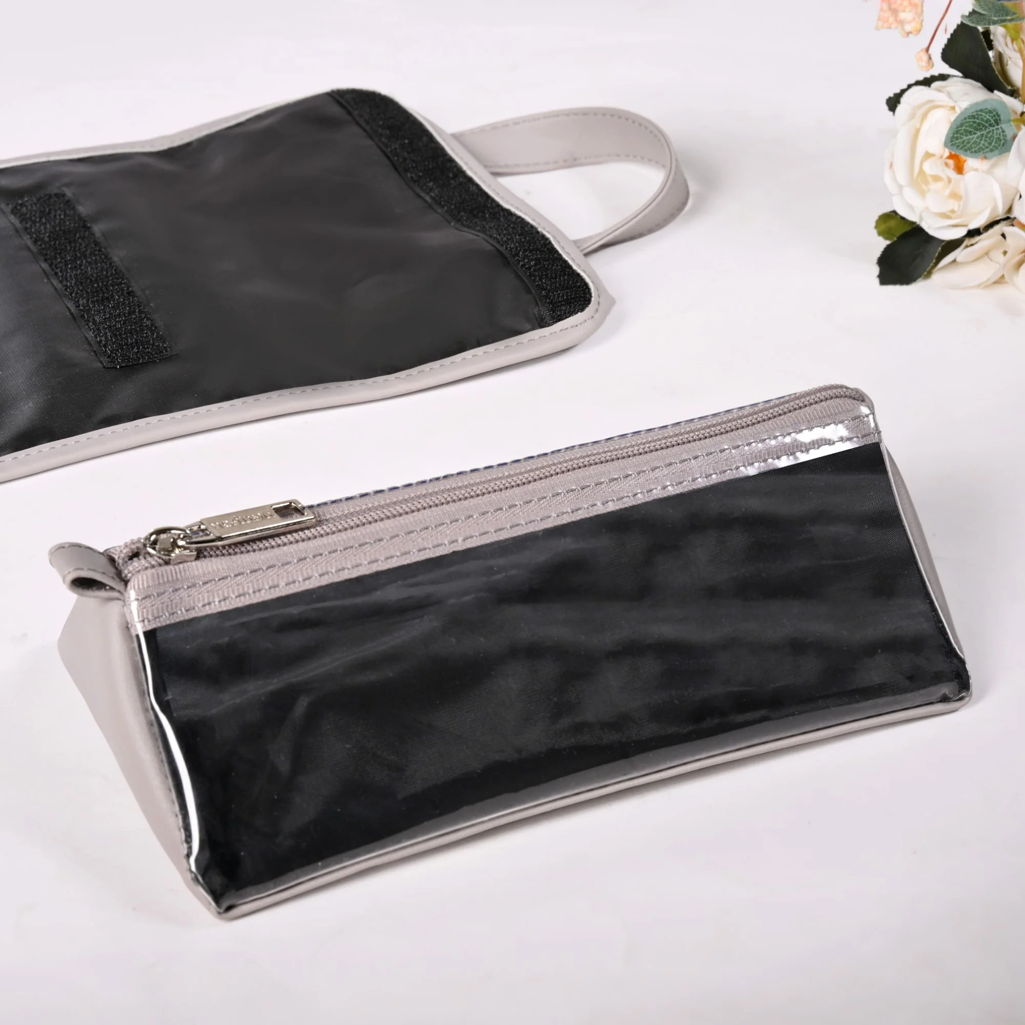 Roll Up Grey Vanity Makeup Pouch - Image 8