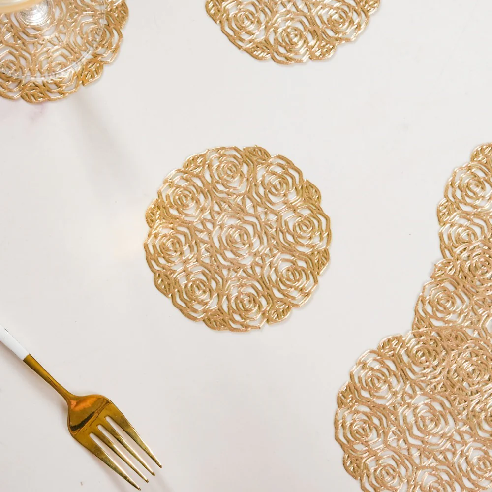 Rose Bouquet Coaster Gold Set of 6 - Image 2