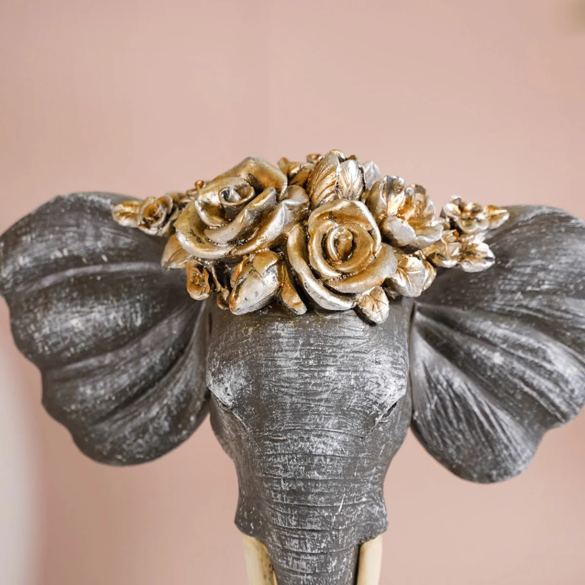 Rose Crowned Elephant Bust Showpiece - Image 3