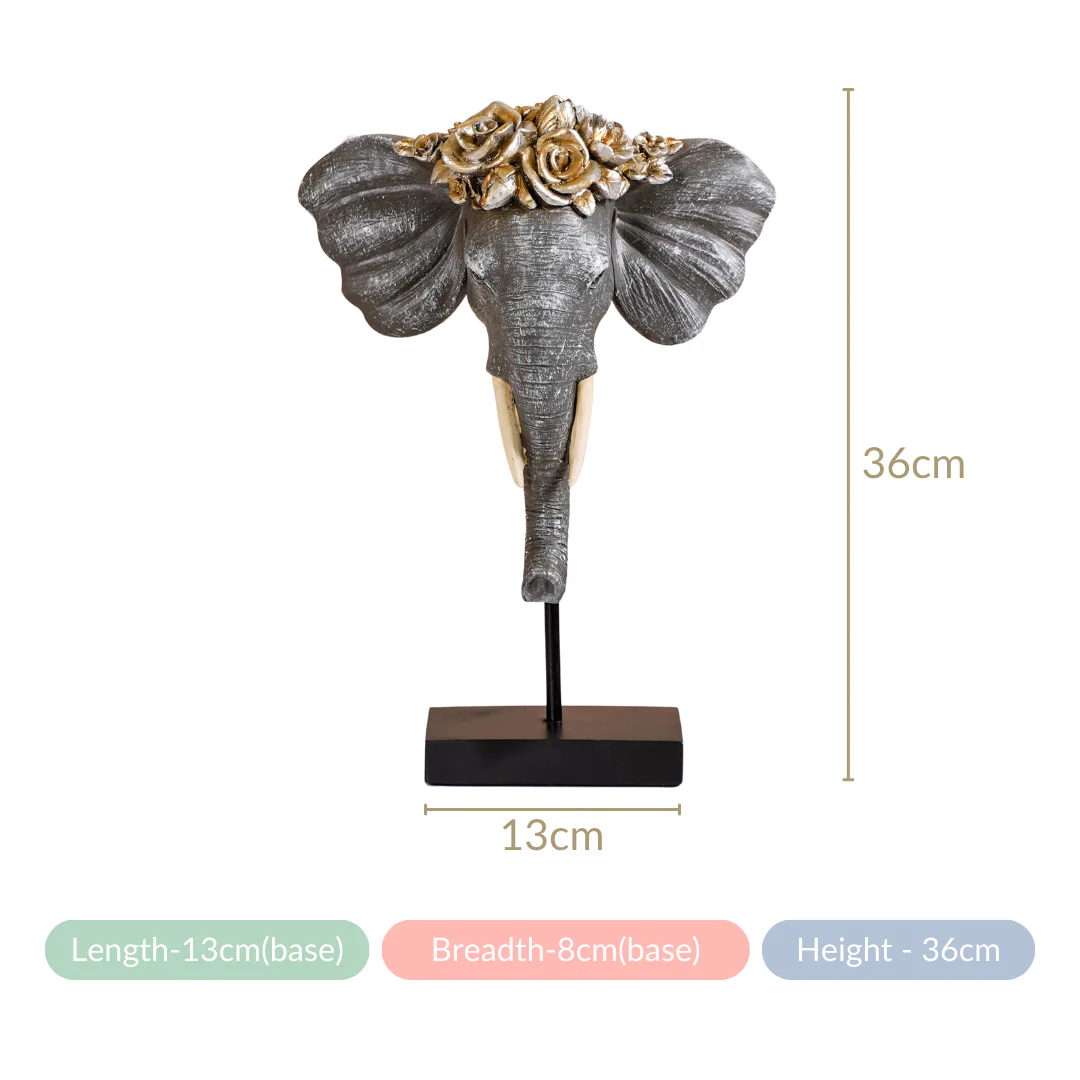 Rose Crowned Elephant Bust Showpiece - Image 5