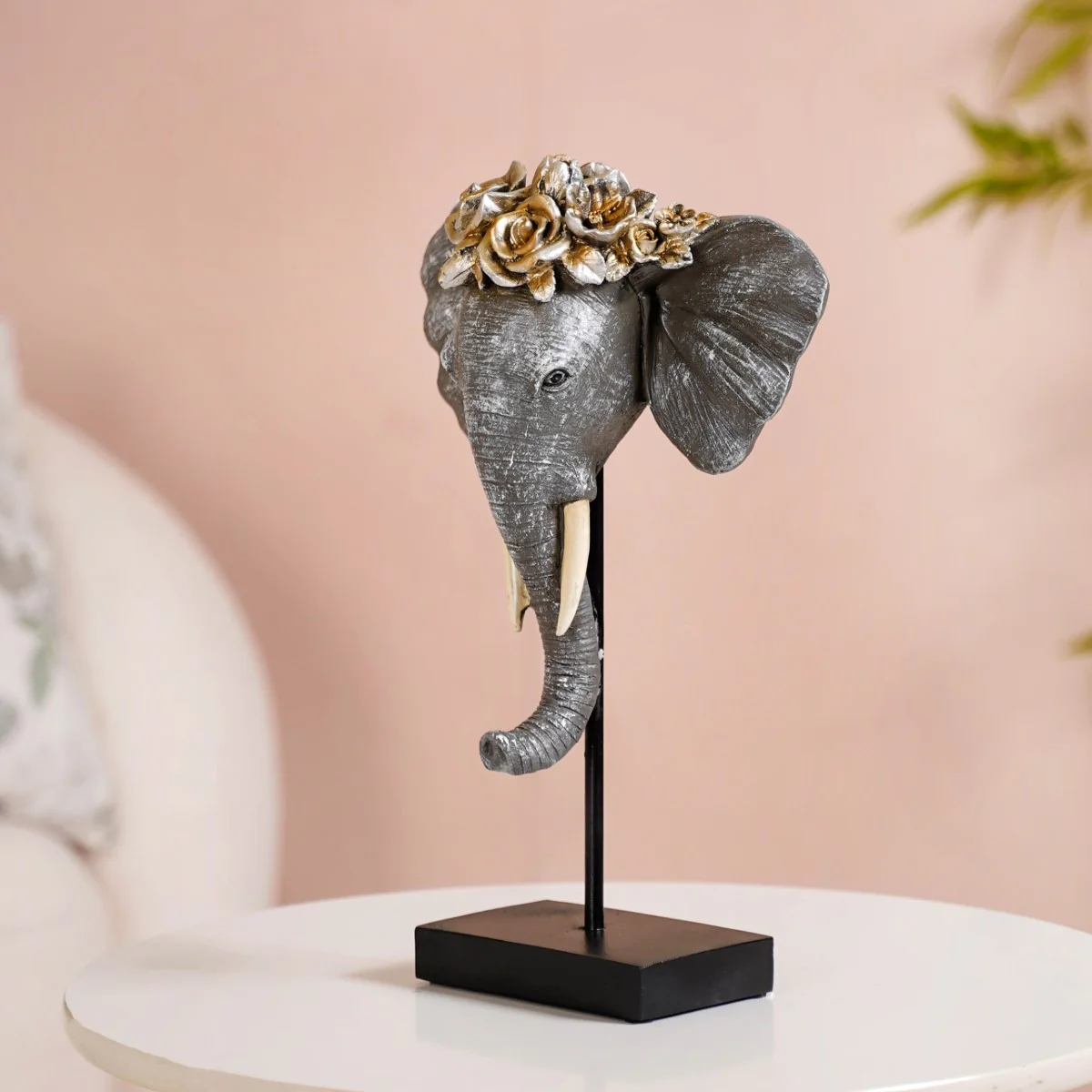 Rose Crowned Elephant Bust Showpiece - Image 9