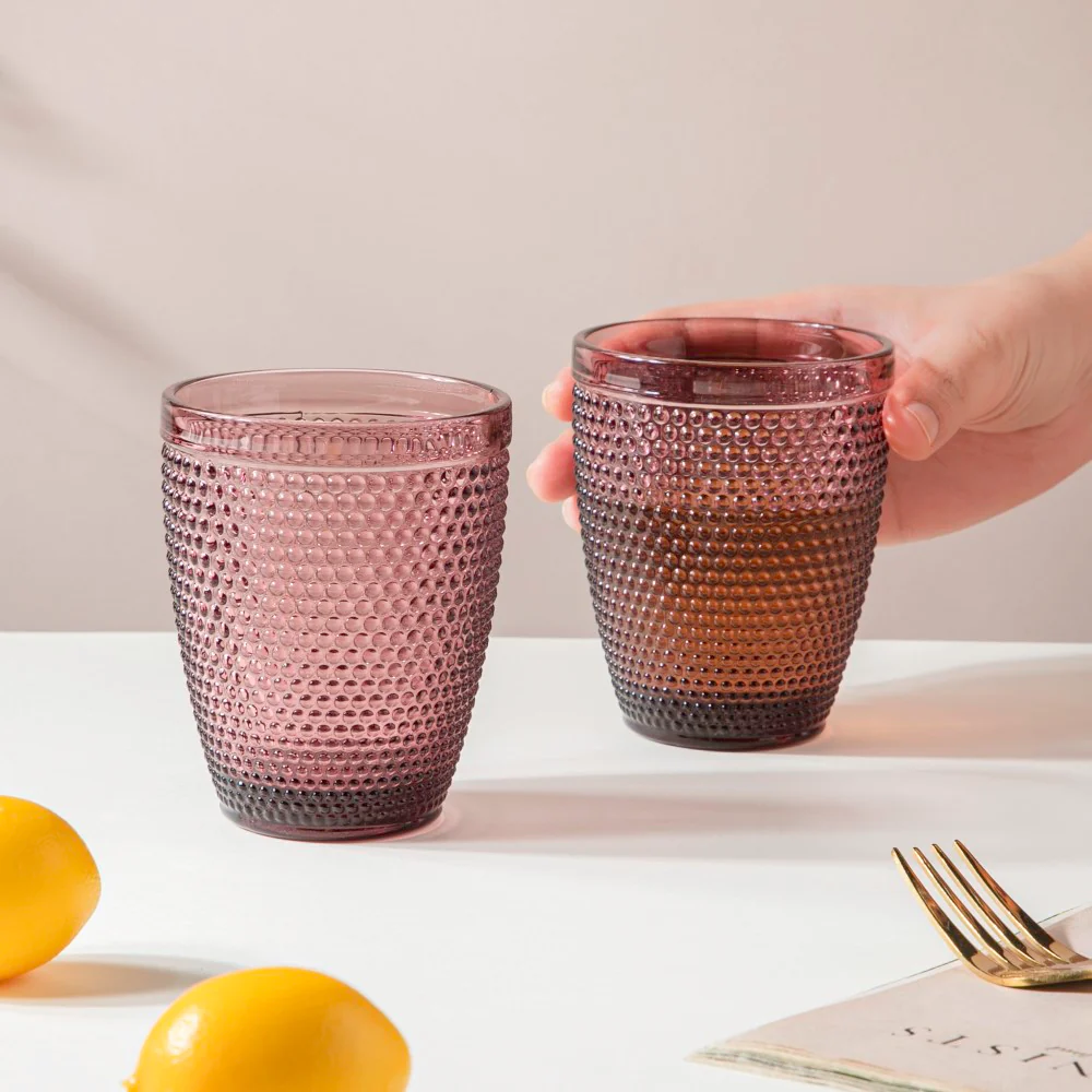 Rose Crystal Tumbler Glass Mauve Set Of 6 250 ml - Image 2