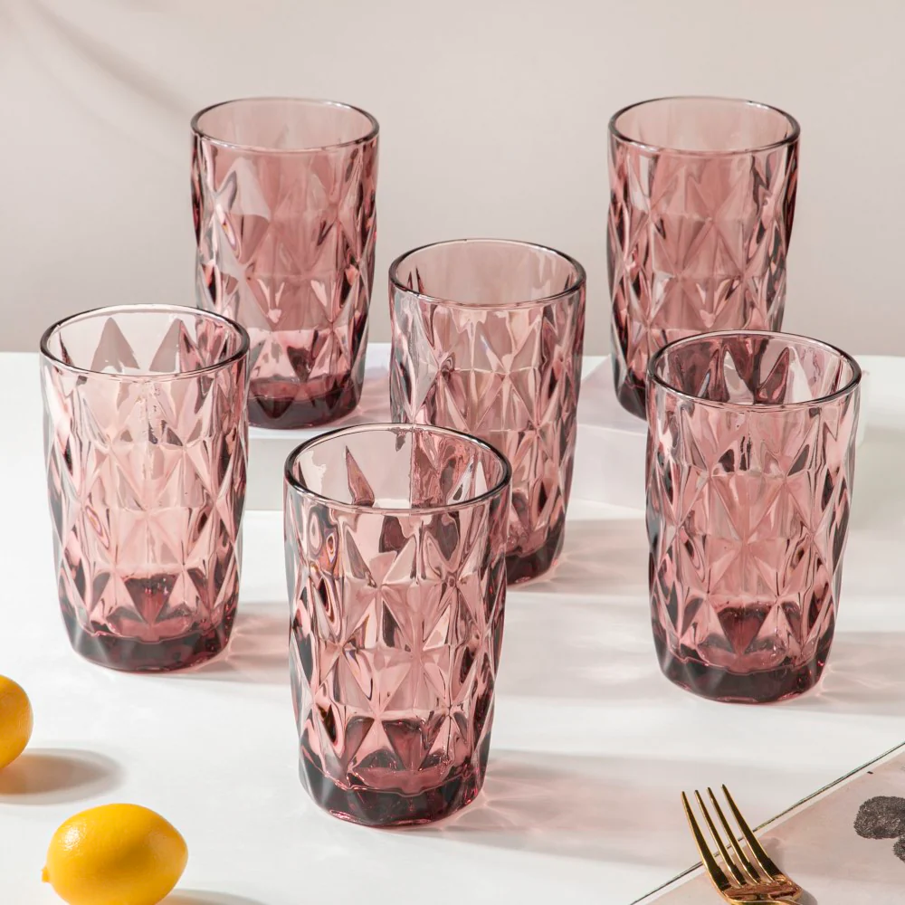Rose Crystal Tumbler Mauve Large Set Of 6 350 ml - Image 3