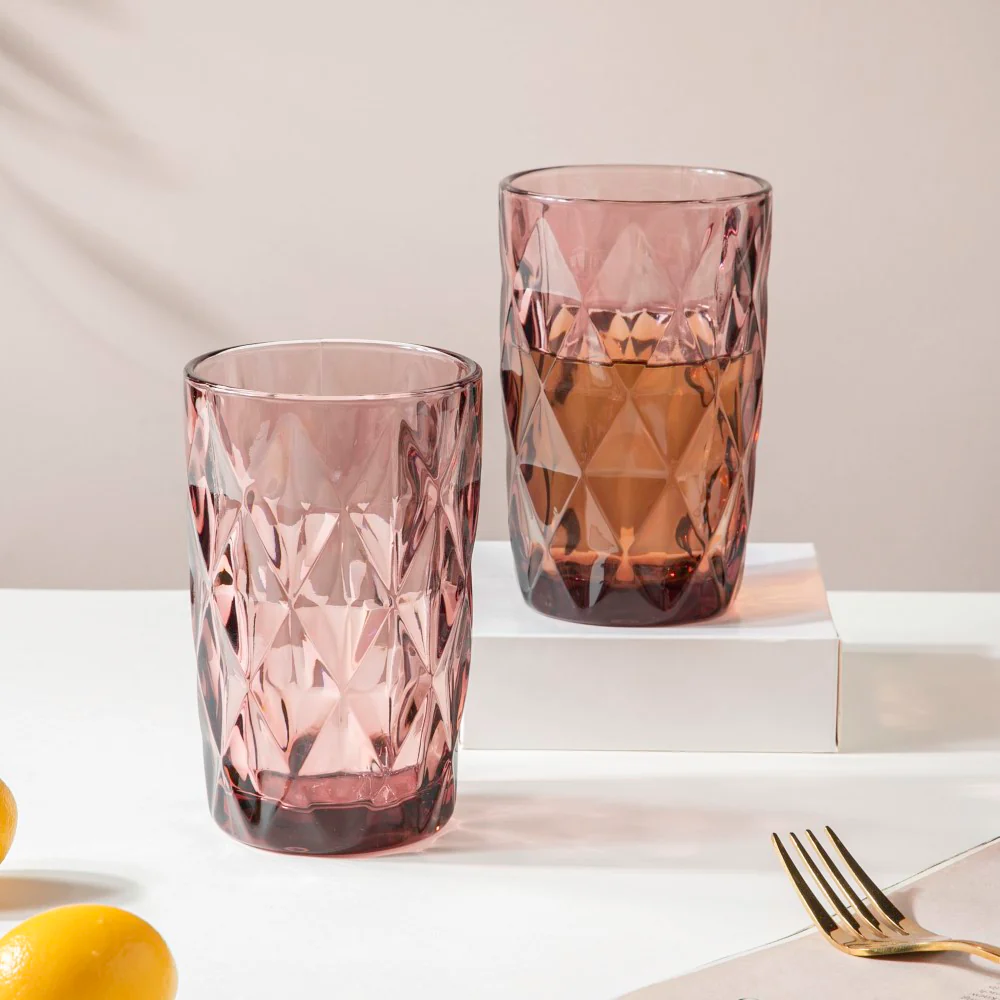 Rose Crystal Tumbler Mauve Large Set Of 6 350 ml - Image 4