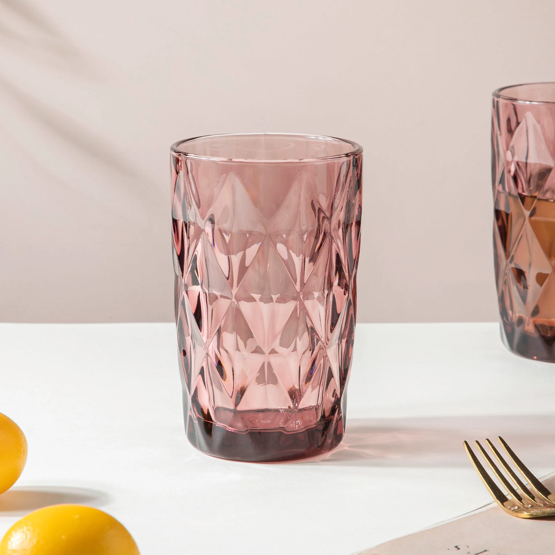 Rose Crystal Tumbler Mauve Large Set Of 6 350 ml - Image 7