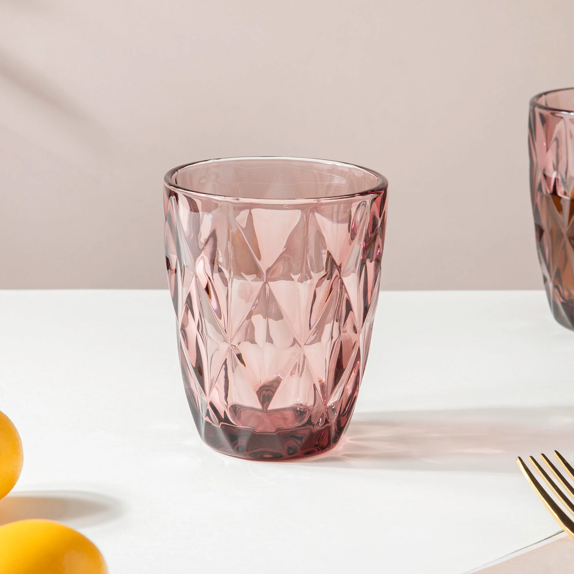 Rose Crystal Tumbler Mauve Small Set Of 6 250 ml - Image 6