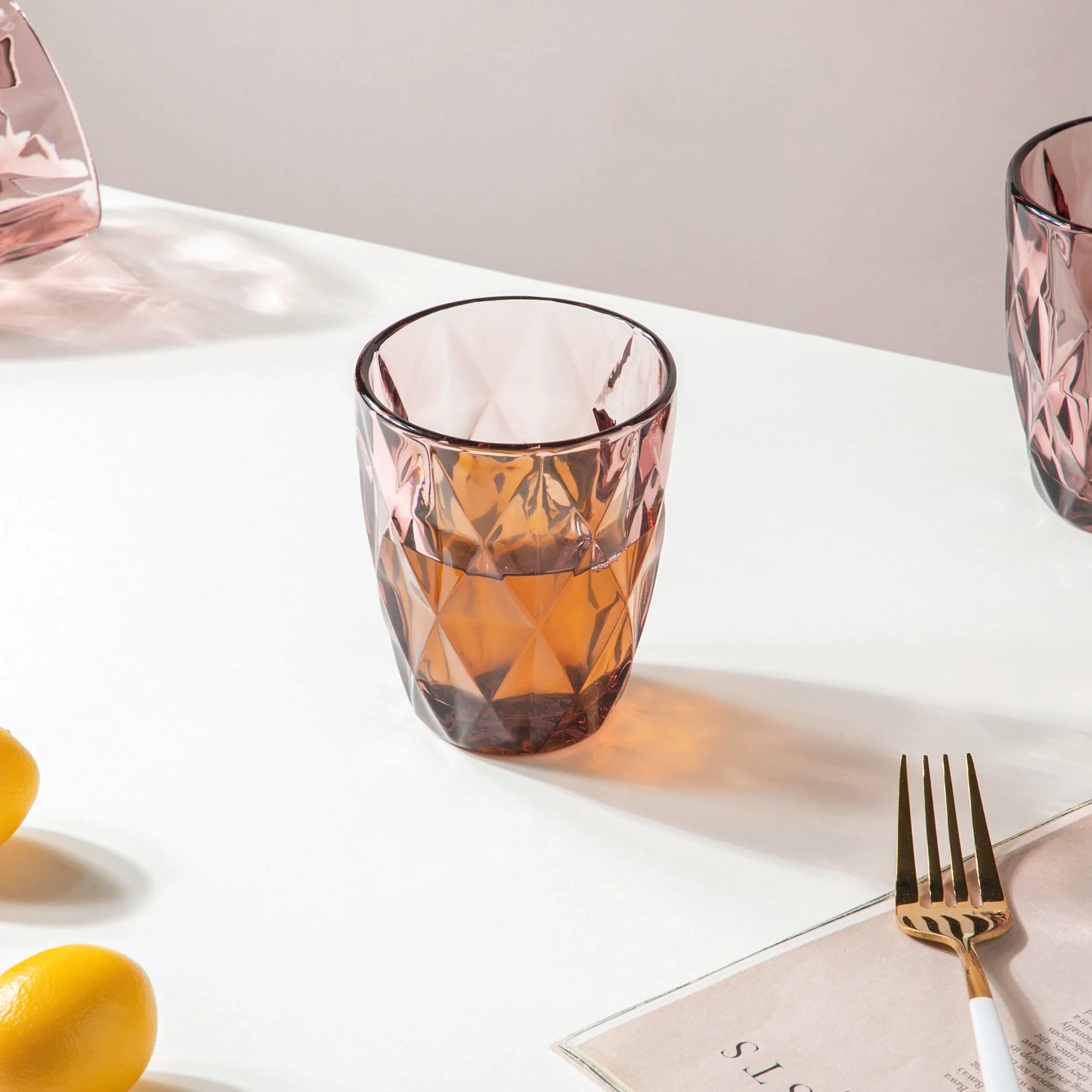 Rose Crystal Tumbler Mauve Small Set Of 6 250 ml - Image 7