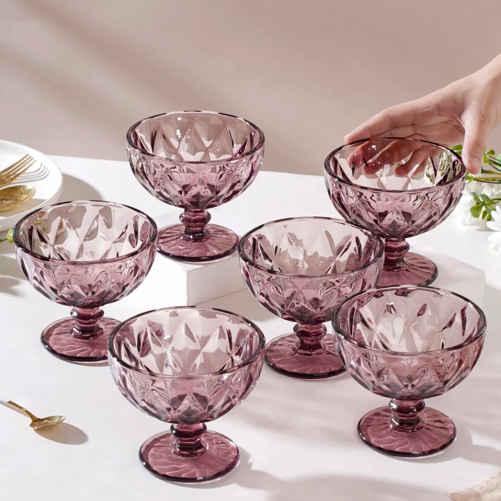 Rose Dessert Serving Glass Mauve Set Of 6 300 ml - Image 2