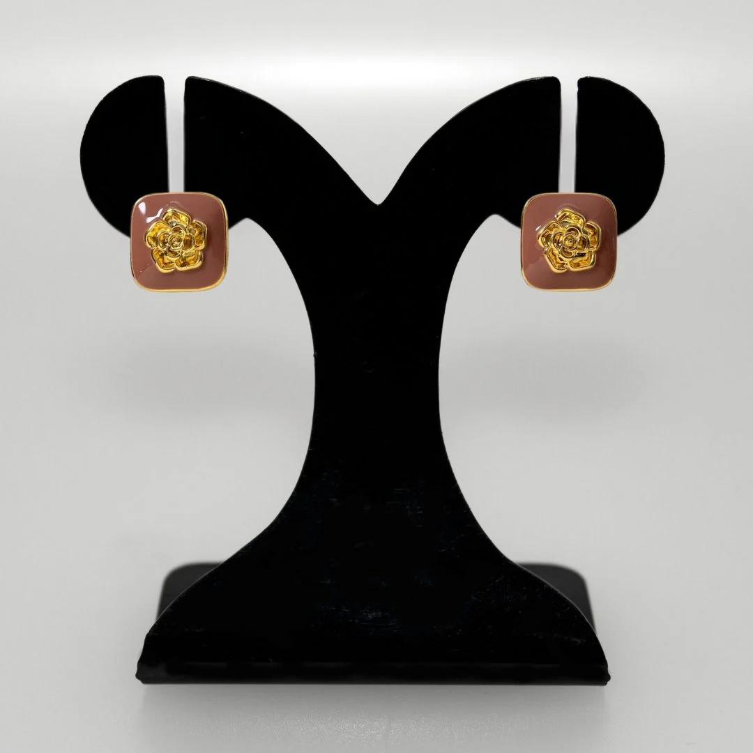 Rose Embossed Stud Earrings - Image 6