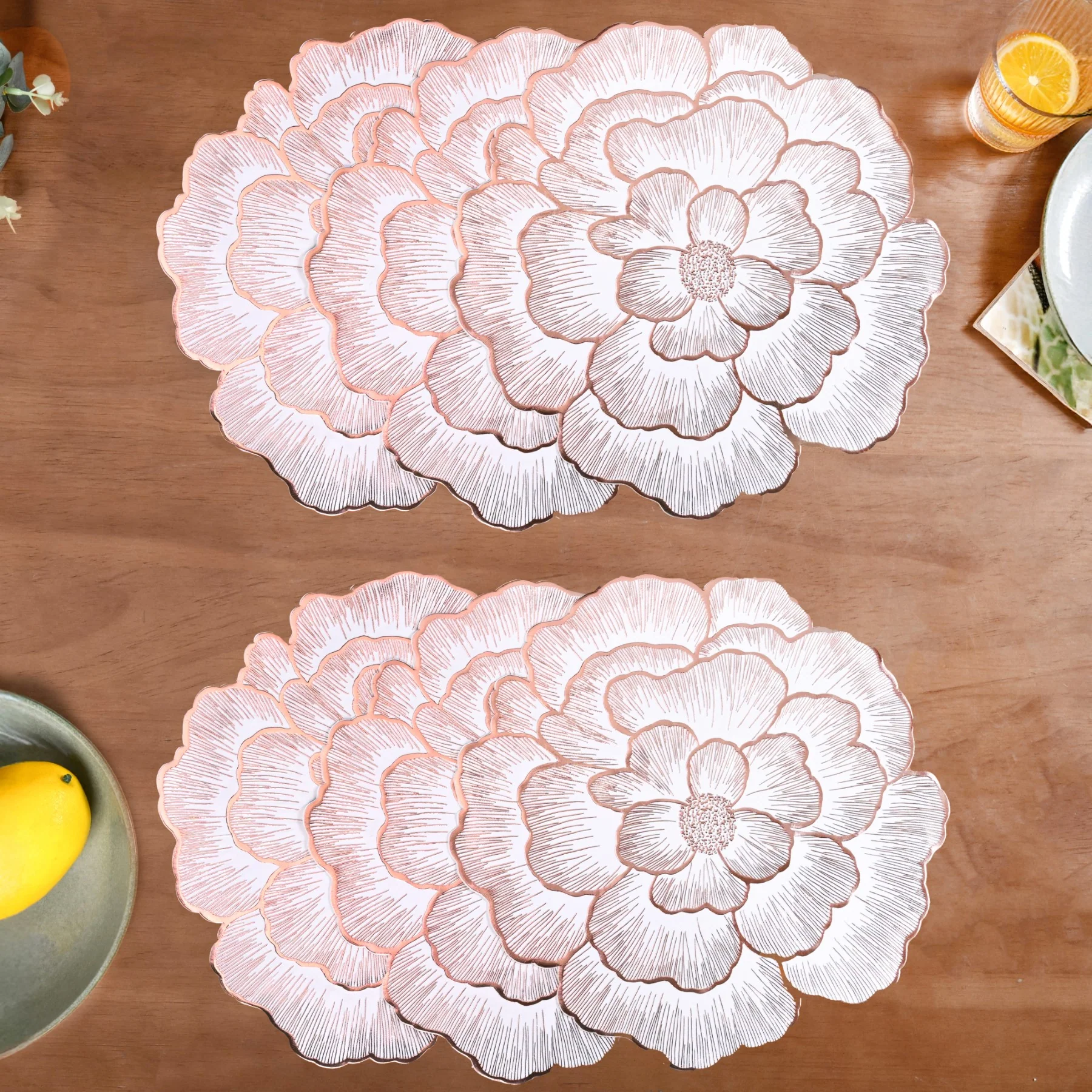Rose Gold And White Fleur Placemat Set Of 6 - Image 7