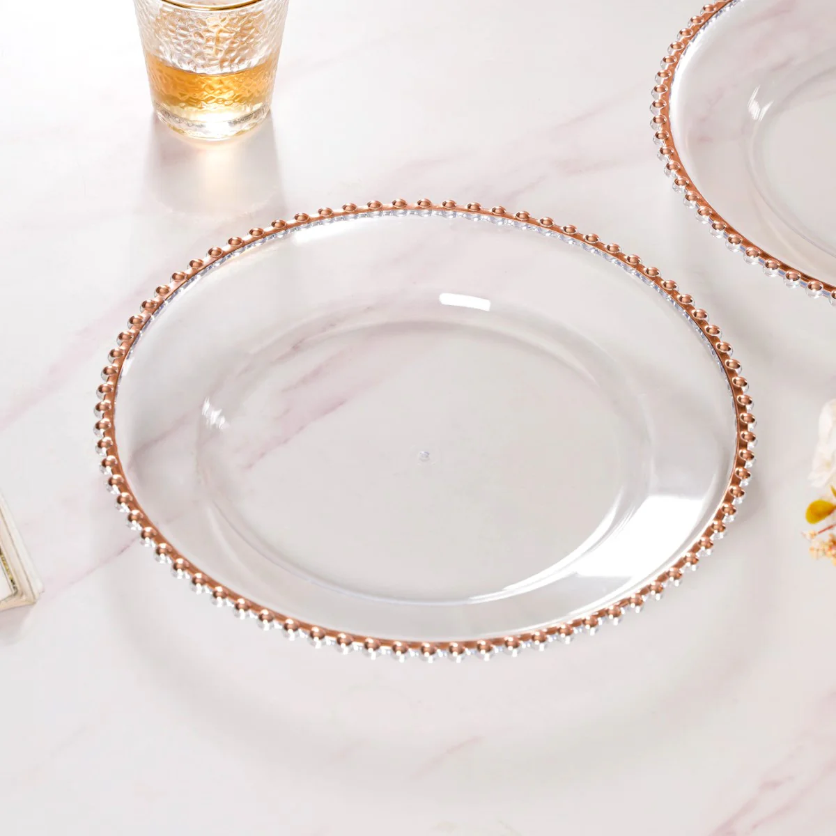 Rose Gold Beads Charger Plate Set Of 6 Transparent 12 Inch - Image 11