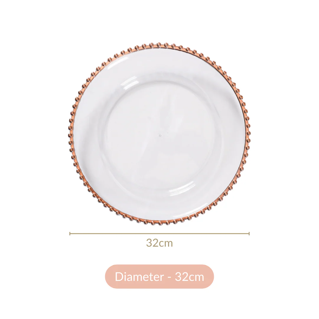Rose Gold Beads Charger Plate Set Of 6 Transparent 12 Inch - Image 6