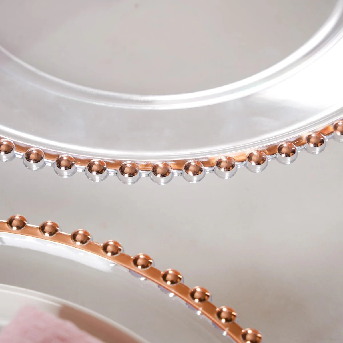 Rose Gold Beads Charger Plate Set Of 6 Transparent 12 Inch - Image 7