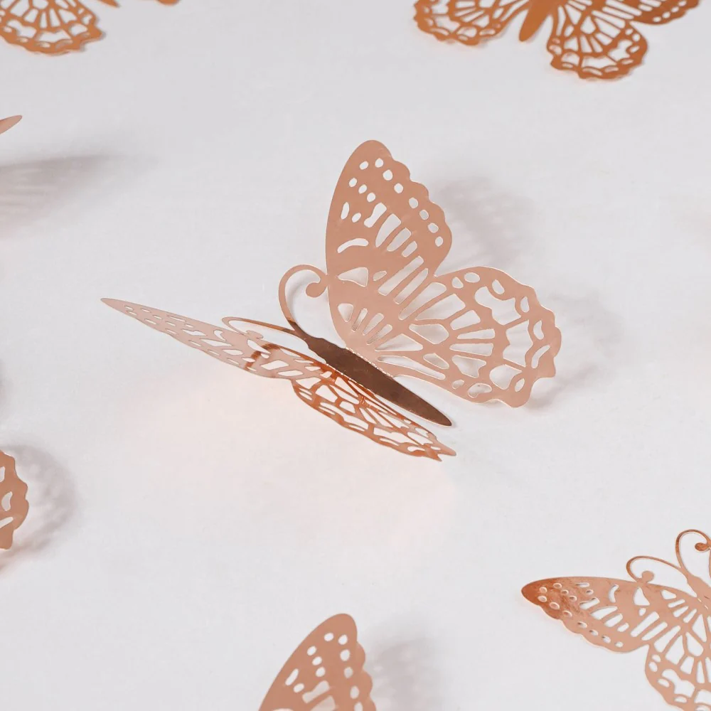 Rose Gold Butterfly 3D Wall Stickers Set Of 12 - Image 5