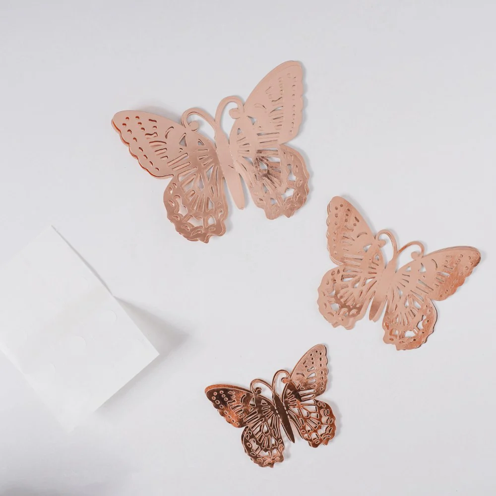 Rose Gold Butterfly 3D Wall Stickers Set Of 12 - Image 6