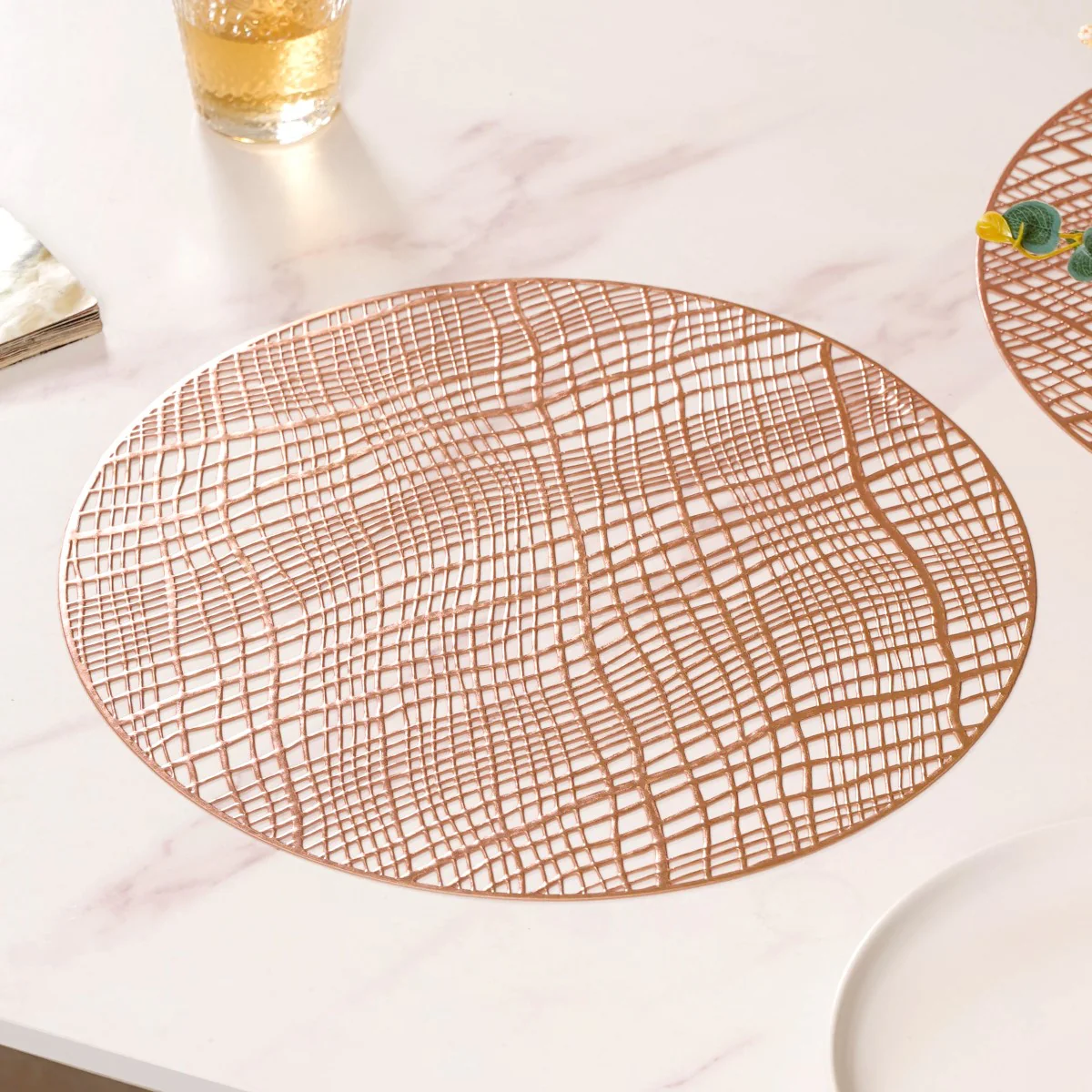 Rose Gold Designer Round Table Mat Set Of 6 - Image 8
