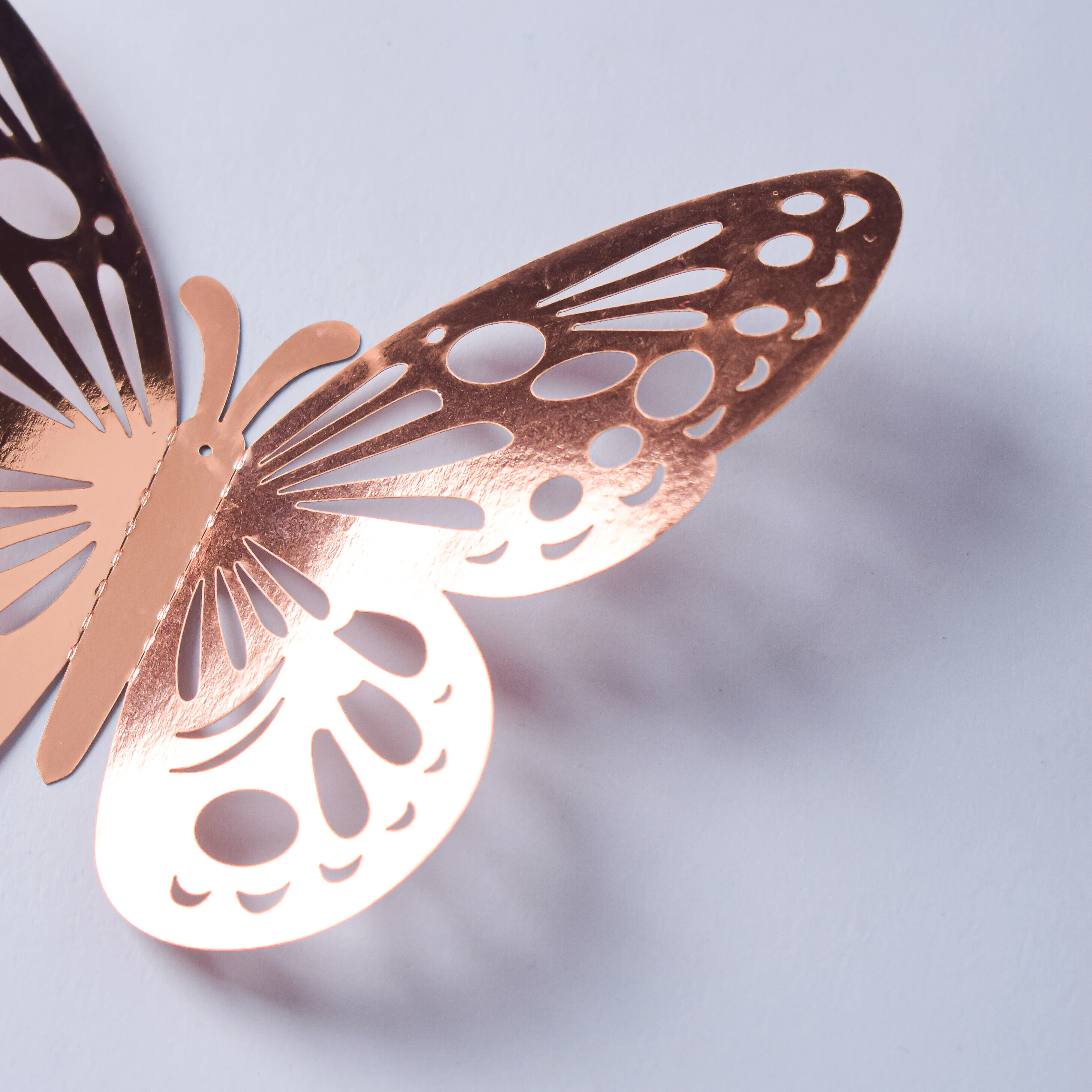 Rose Gold Foil Butterfly 3D Wall Stickers Set Of 12 - Image 4