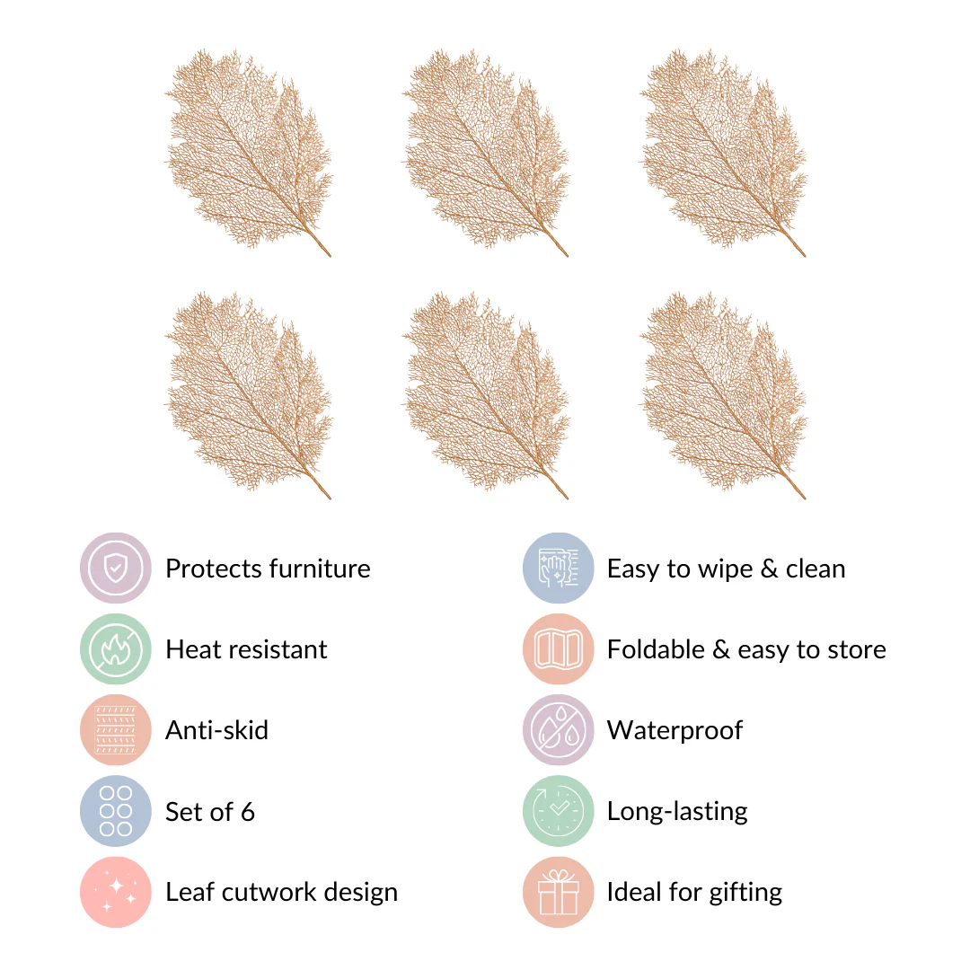 Rose Gold Leaf Table Mat Set Of 6 - Image 5