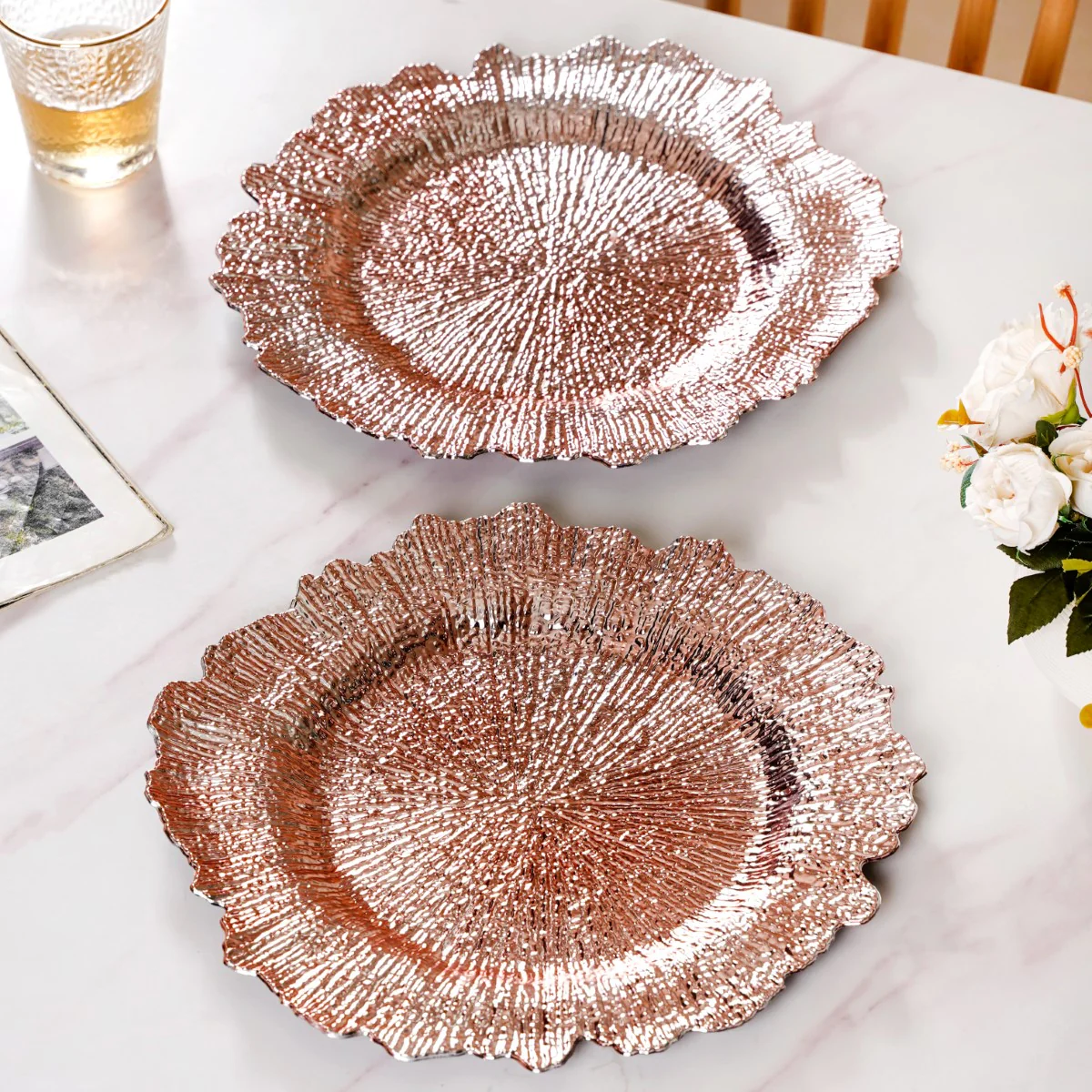 Rose Gold Reef Design Charger Plate Set Of 6 12 Inch - Image 11
