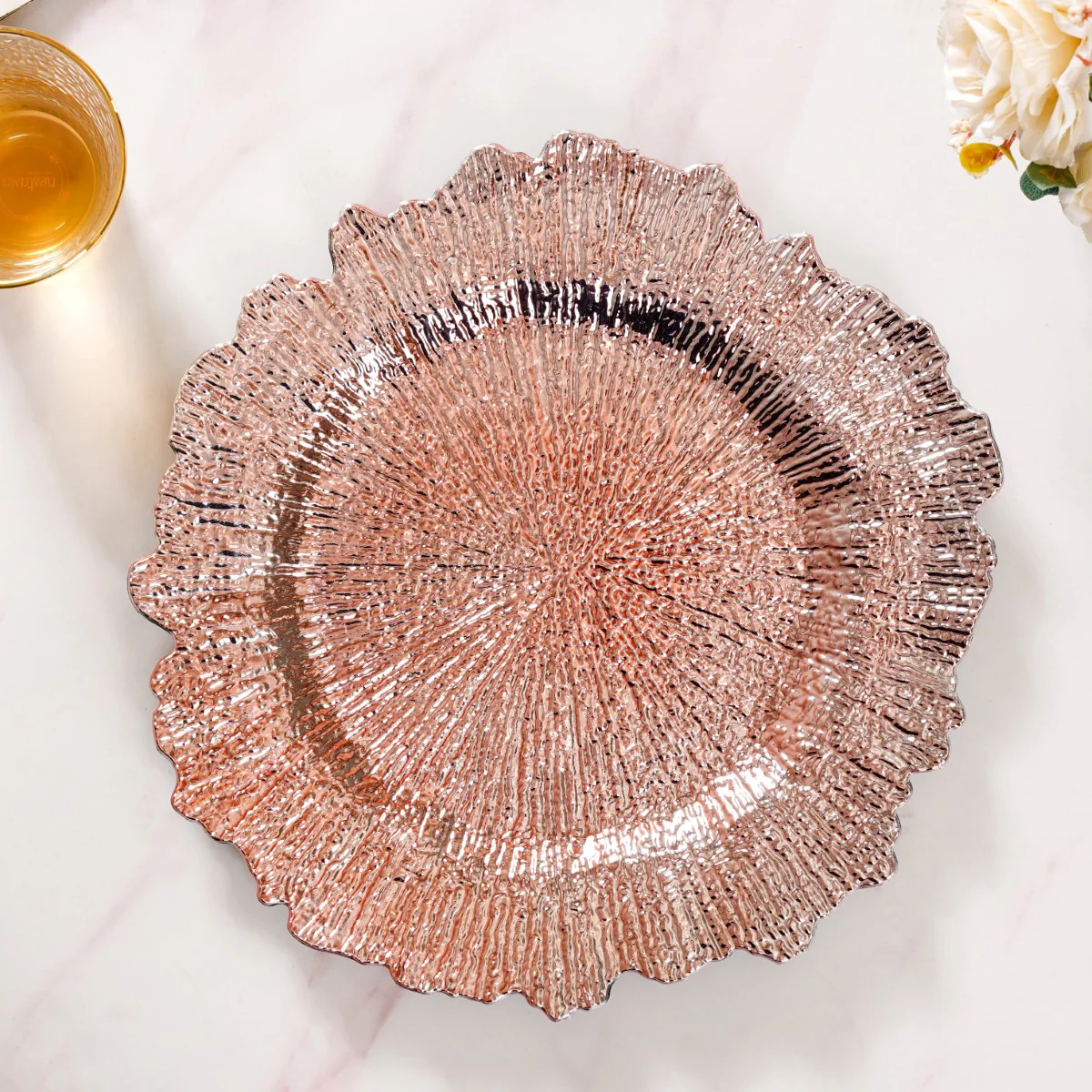 Rose Gold Reef Design Charger Plate Set Of 6 12 Inch - Image 3