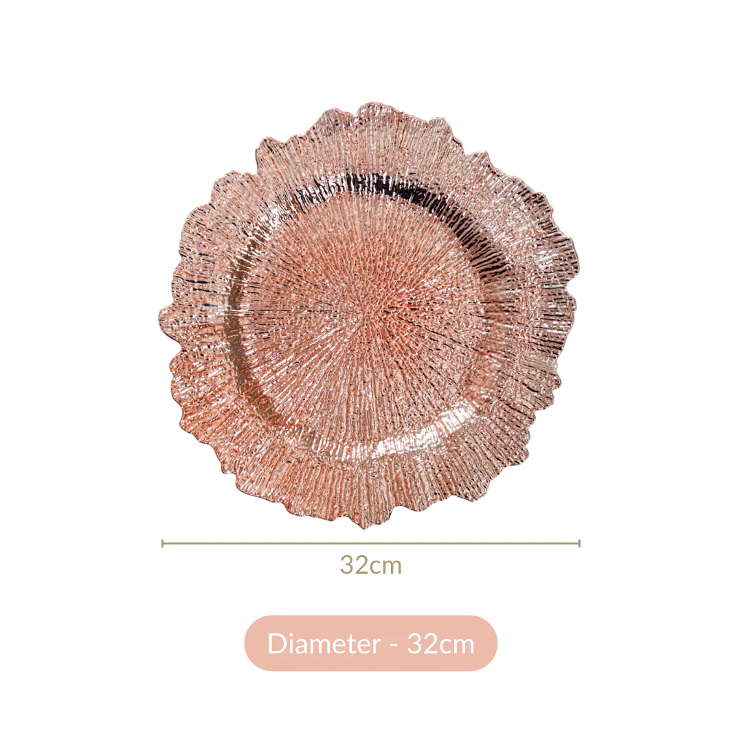 Rose Gold Reef Design Charger Plate Set Of 6 12 Inch - Image 6