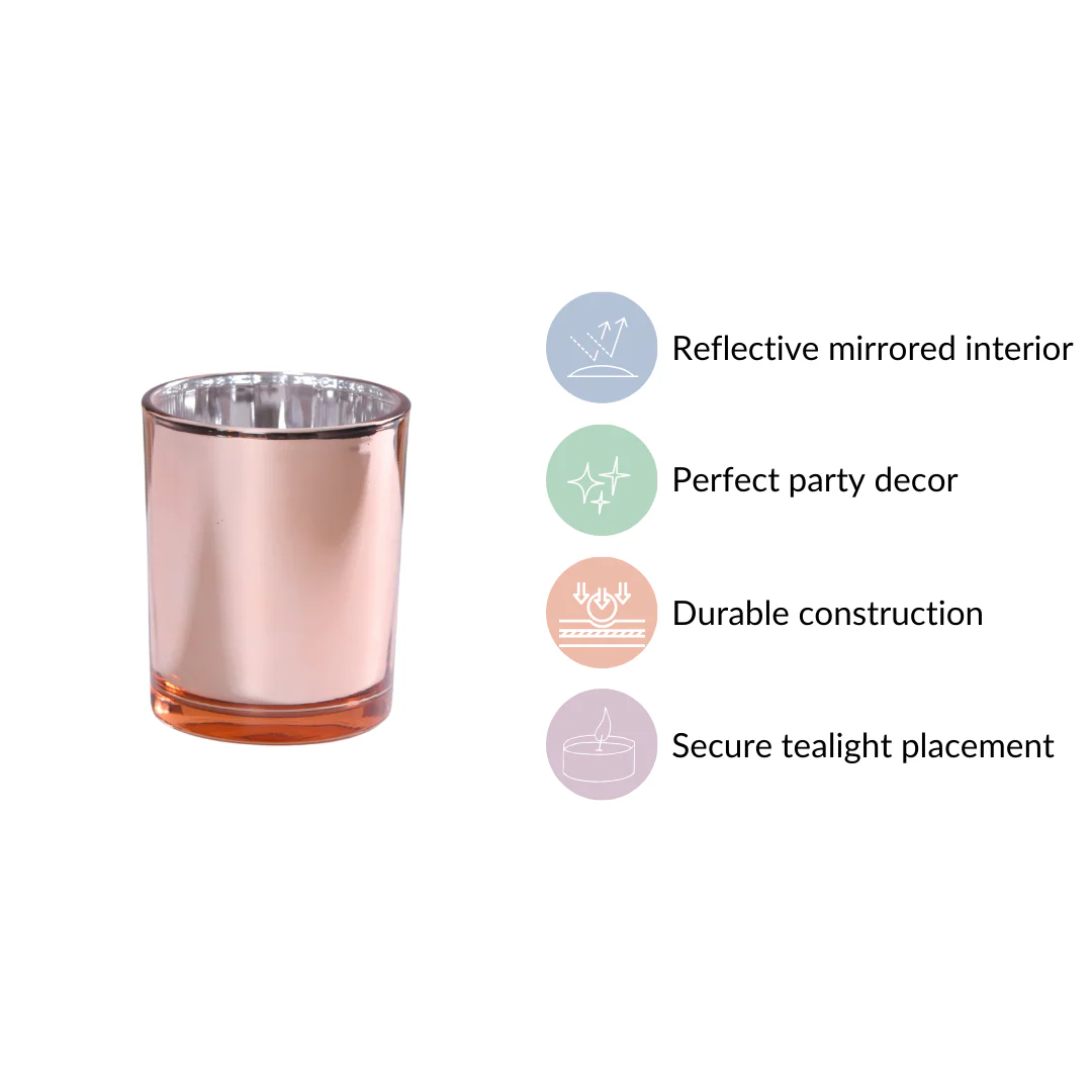 Rose Gold Tealight Holders For Home Decor Set Of 4 - Image 5