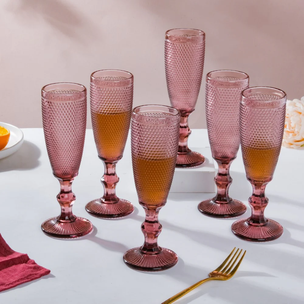 Rose Mimosa Glass Mauve Set Of 6 150 ml - Image 6