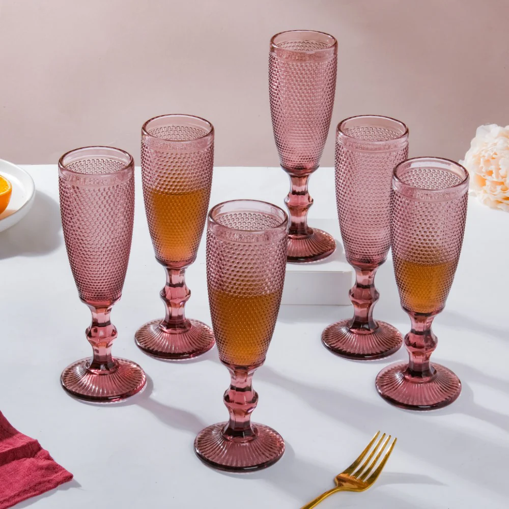 Rose Mimosa Glass Mauve Set Of 6 150 ml - Image 8