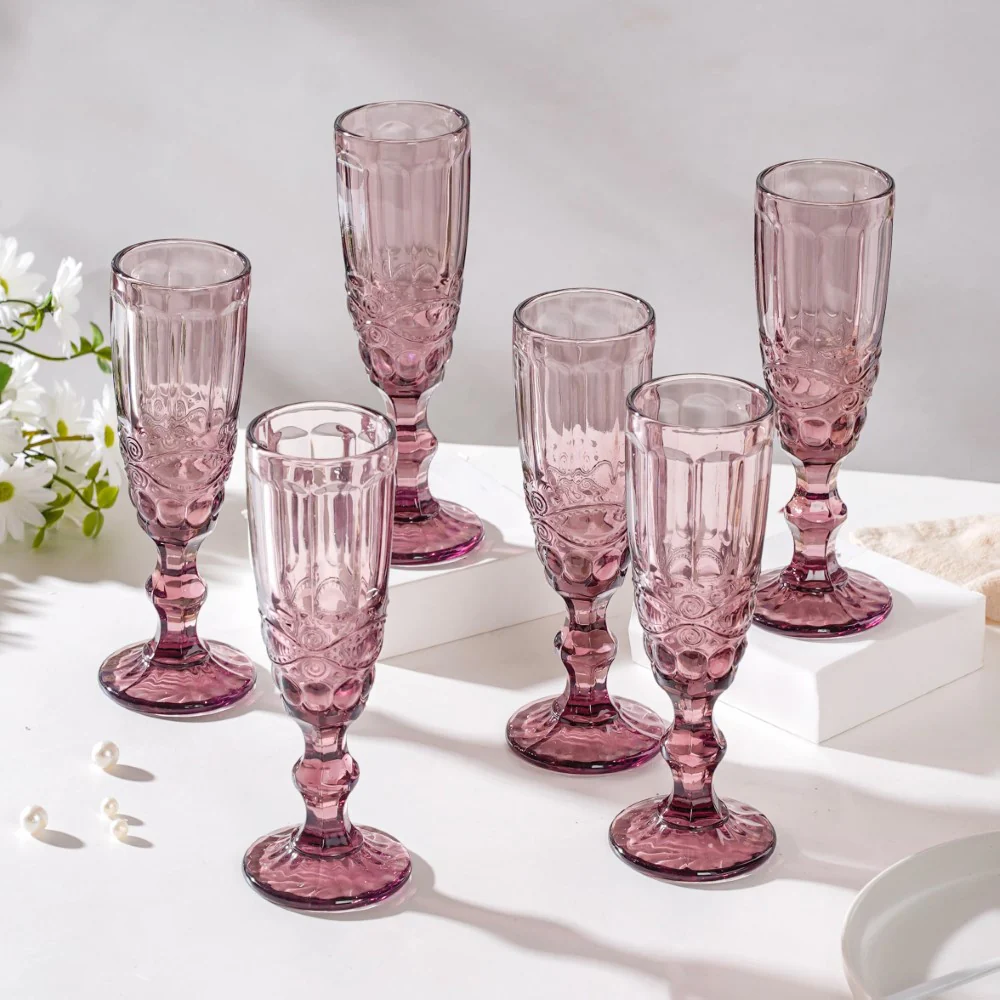 Rose Stemmed Glass Mauve Set Of 6 150 ml - Image 3