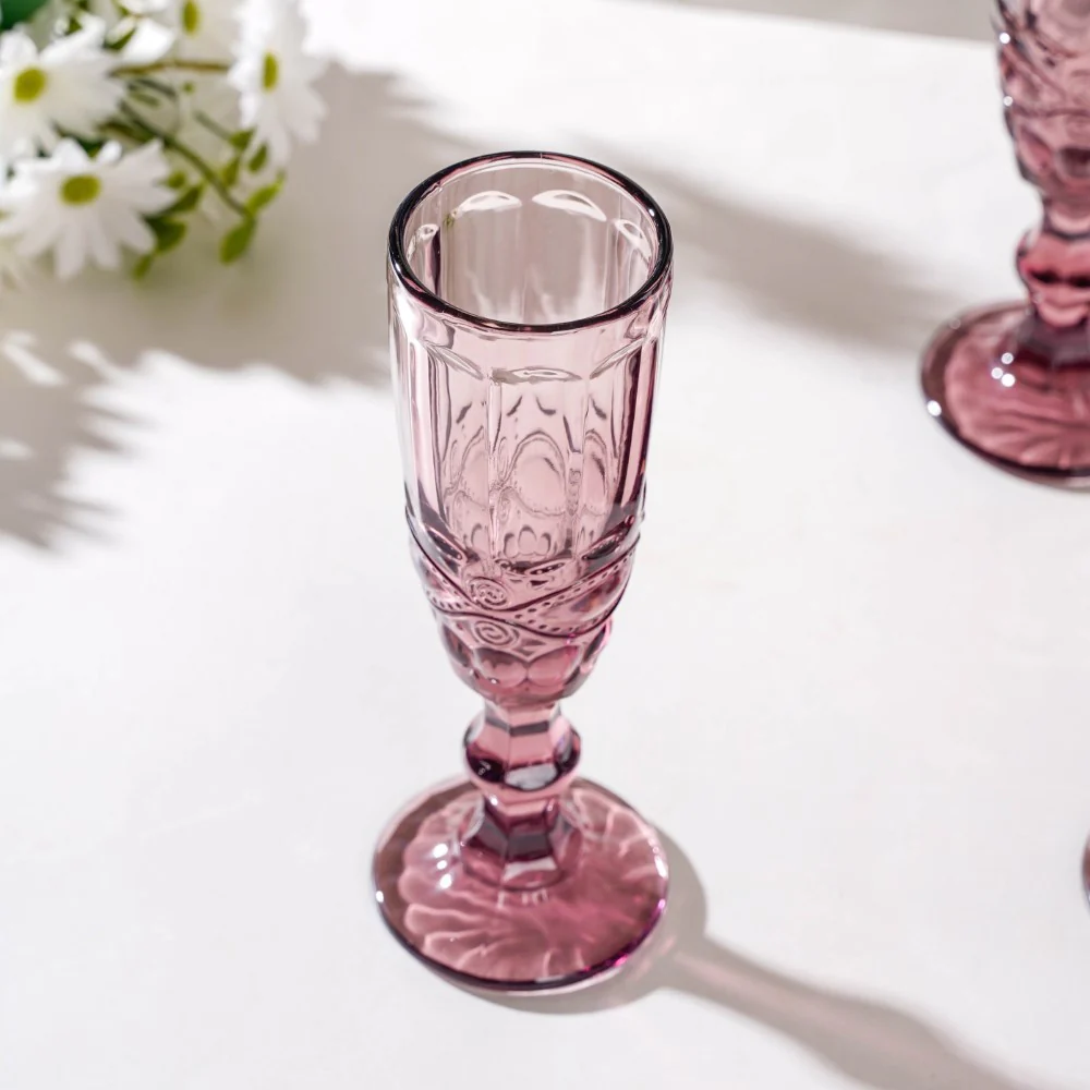 Rose Stemmed Glass Mauve Set Of 6 150 ml - Image 5