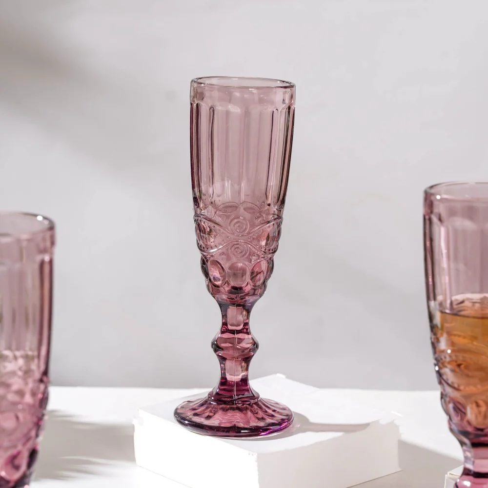 Rose Stemmed Glass Mauve Set Of 6 150 ml - Image 6