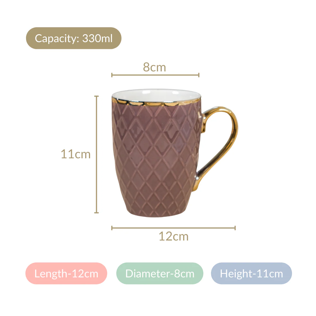 Rose Taupe Teacup Set of 6 330ml - Image 6