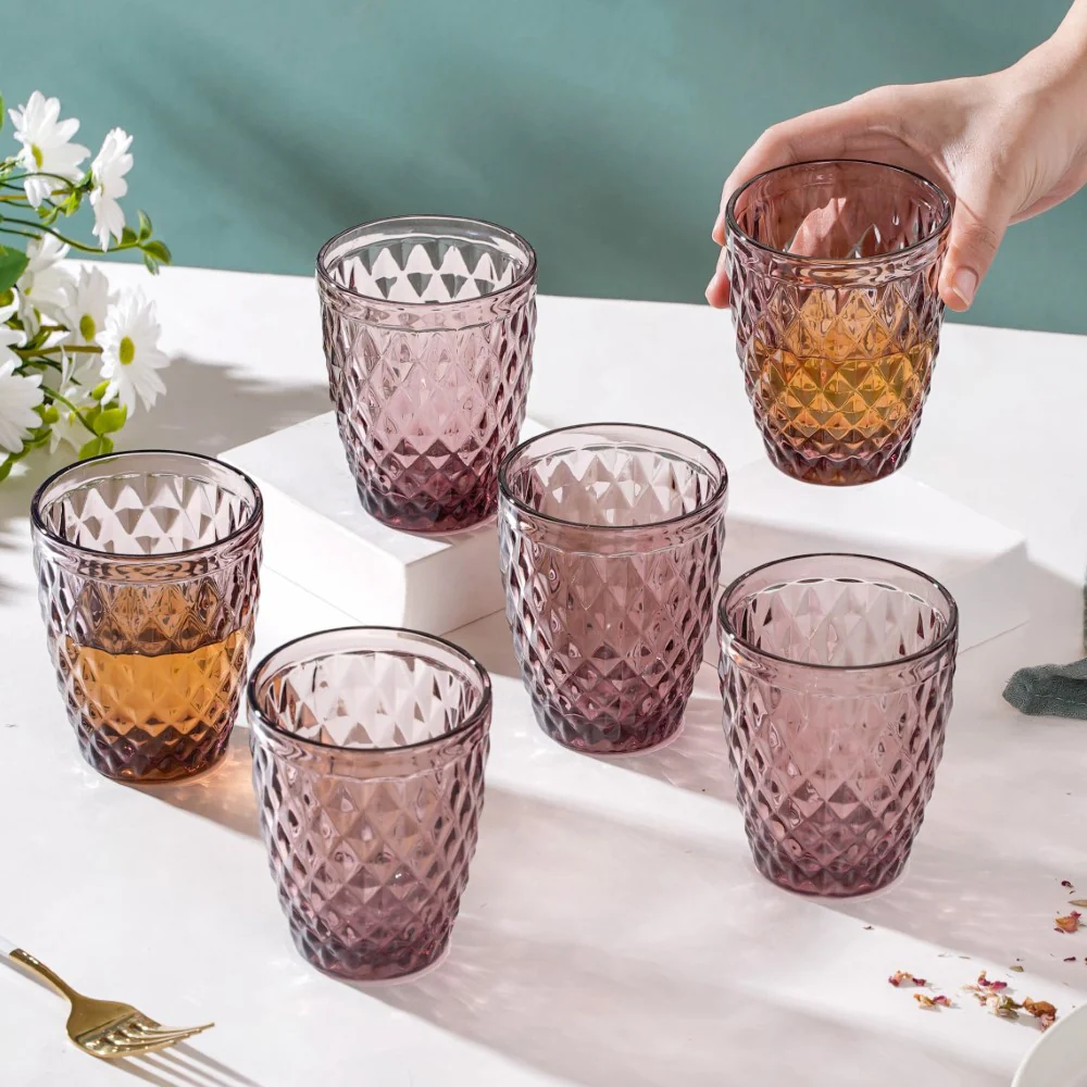 Rose Water Glass Mauve Set Of 6 250 ml - Image 2