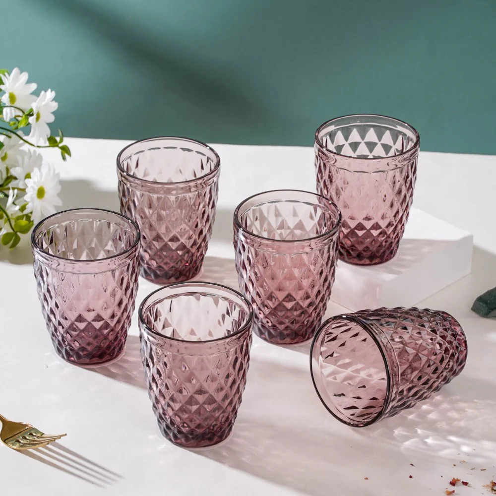 Rose Water Glass Mauve Set Of 6 250 ml - Image 3
