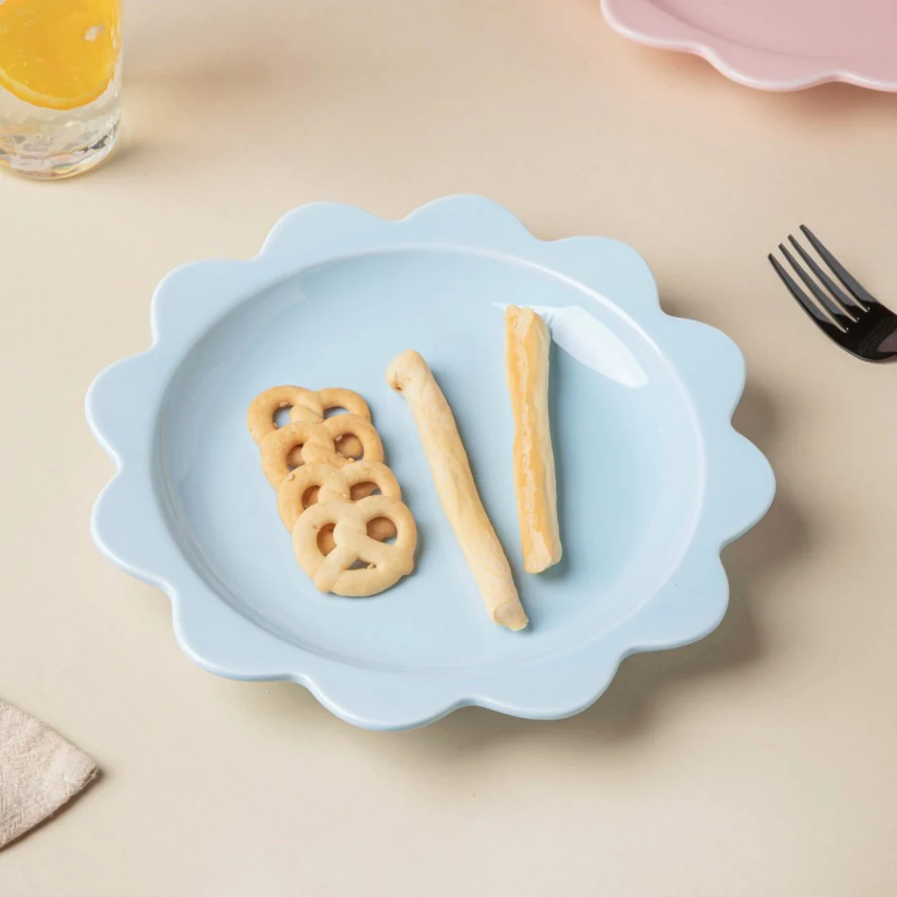 Rosette Ceramic Snack Plate Blue 8.5 Inch - Image 3