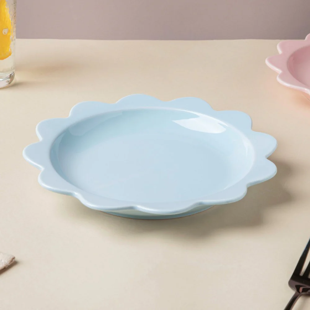 Rosette Ceramic Snack Plate Blue 8.5 Inch - Image 5