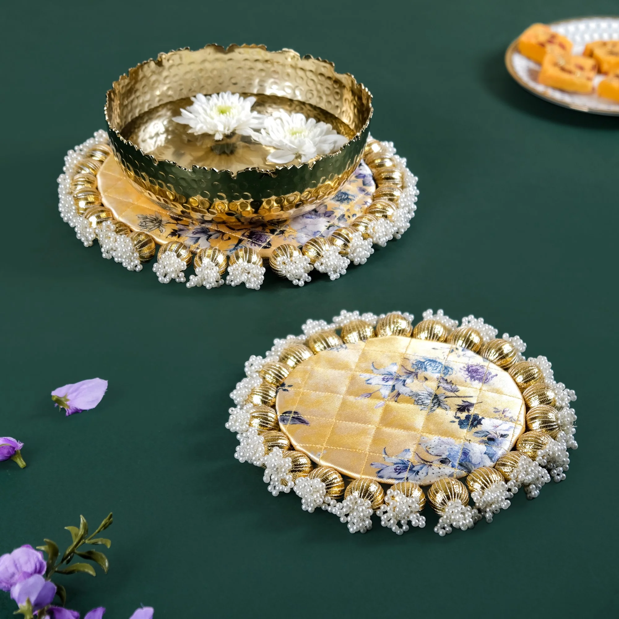 Round Decorative Trivet Mat Set Of 2 Yellow - Image 3