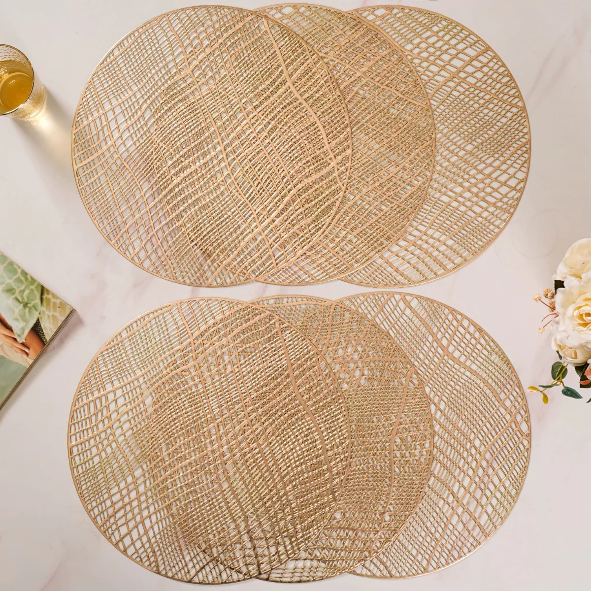 Round Designer Table Mat Gold Set Of 6 - Image 6