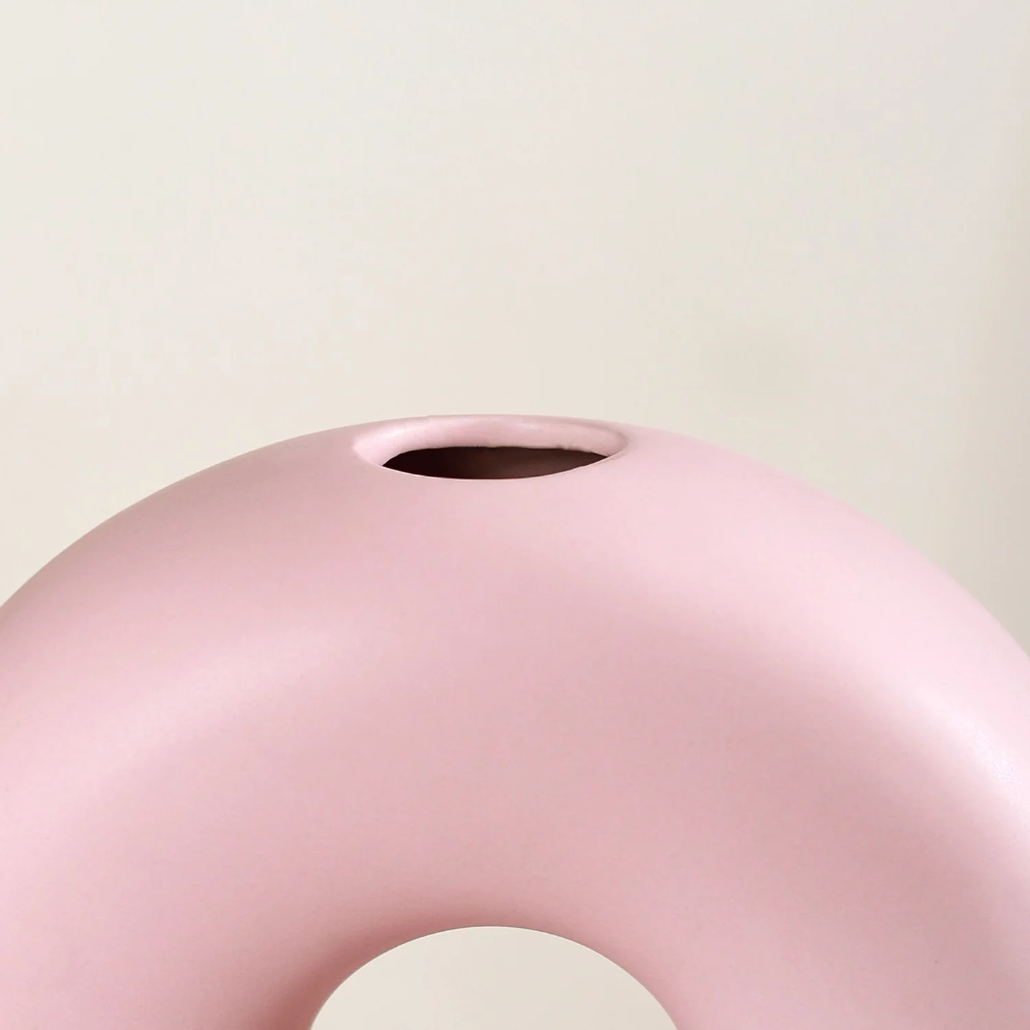 Round Donut Ceramic Vase Pink - Image 7
