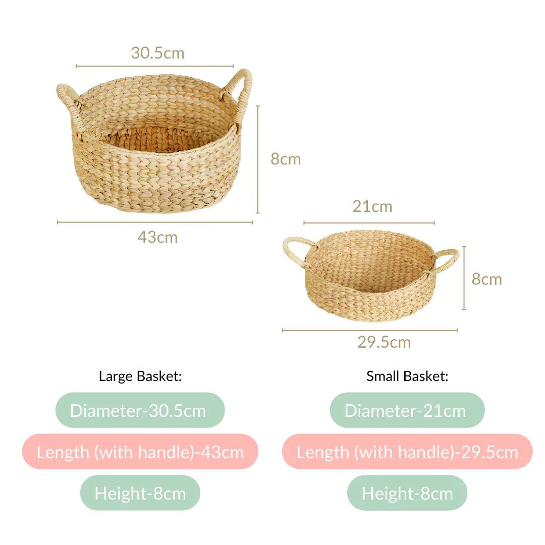 Round Handwoven Organic Kitchen Baskets Set Of 2 - Image 4