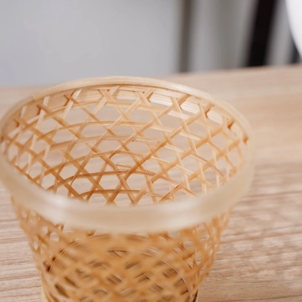 Round Patterned Bamboo Utility Basket - Image 11
