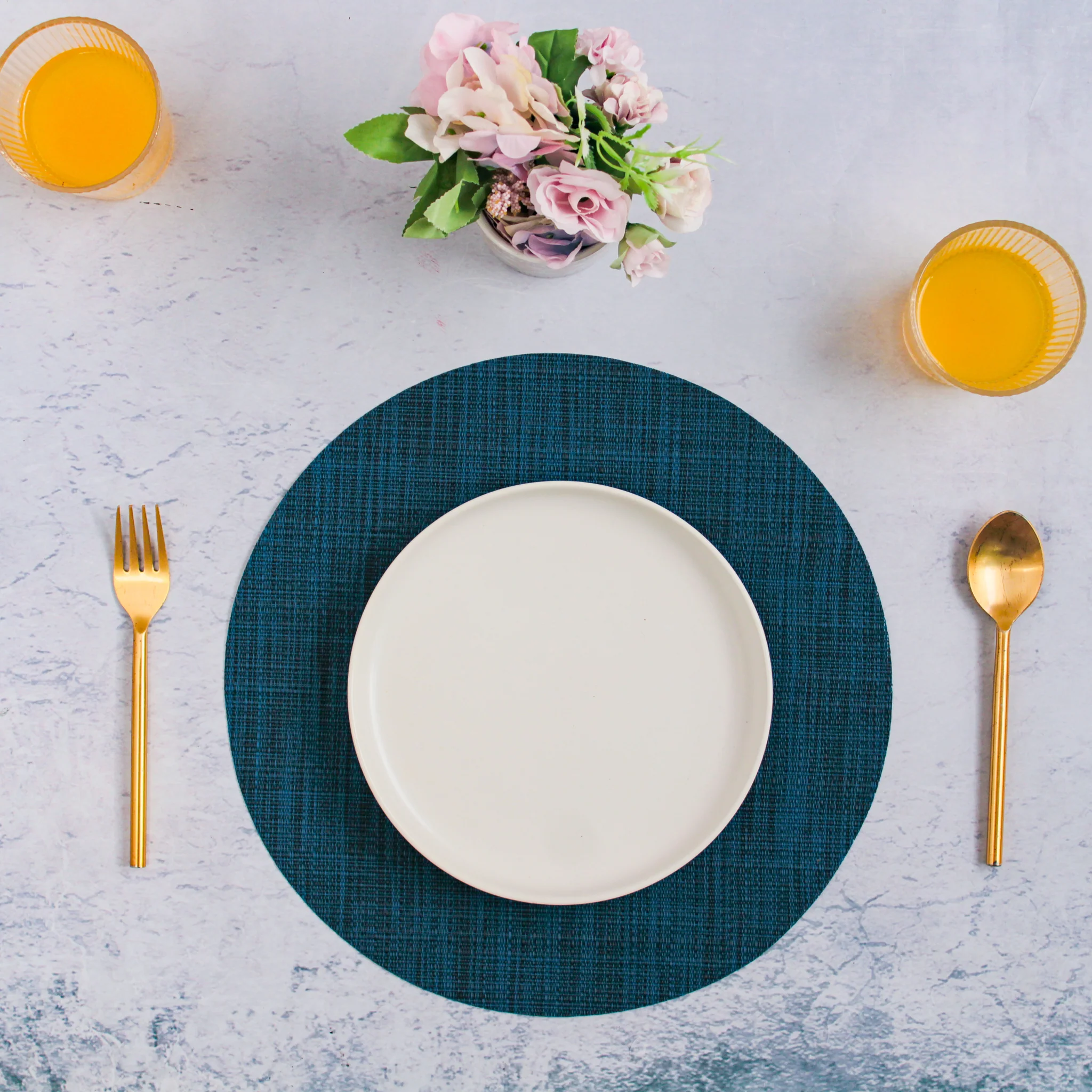 Round Placemat Blue Set of 4 - Image 5