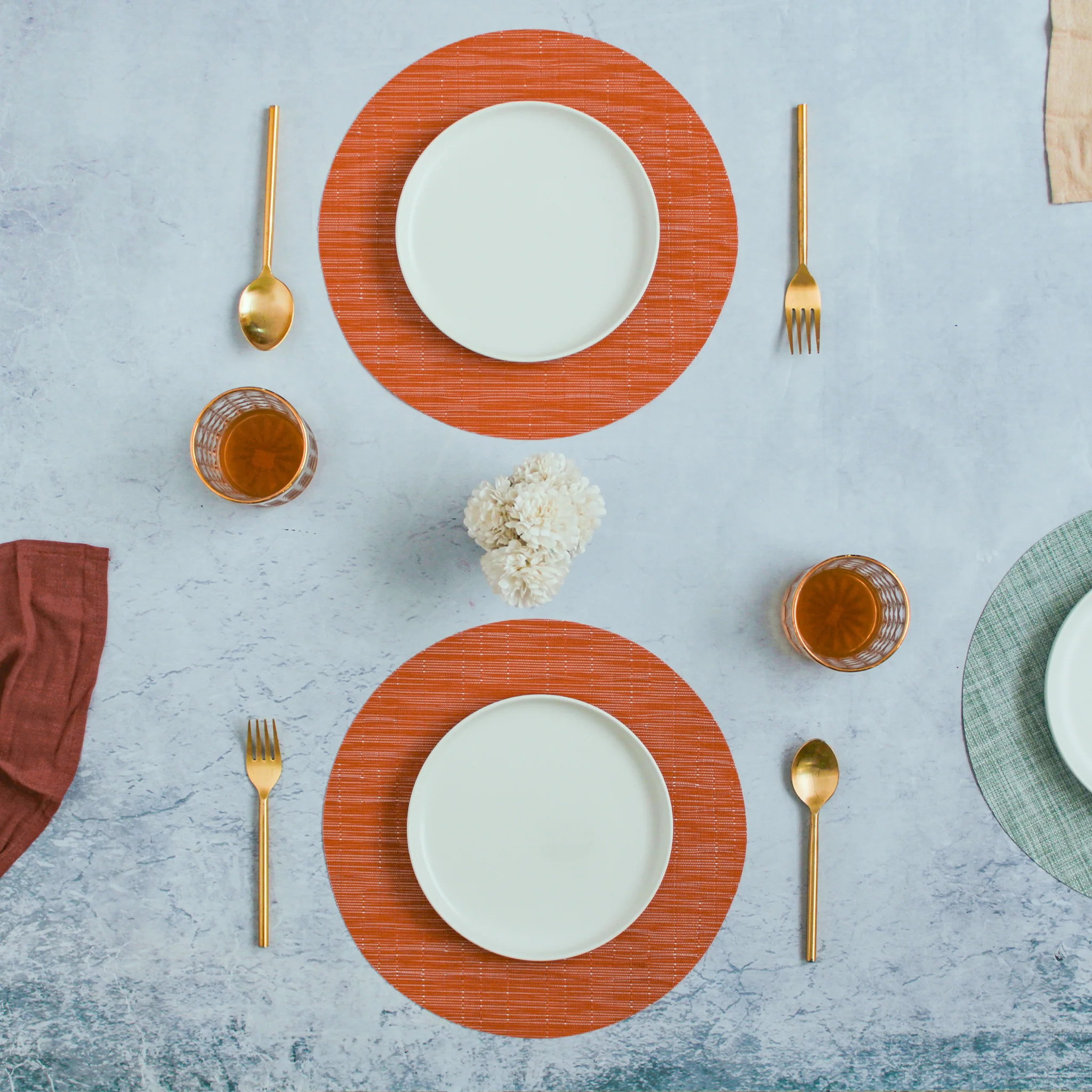 Round Placemat Orange Set of 4 - Image 2