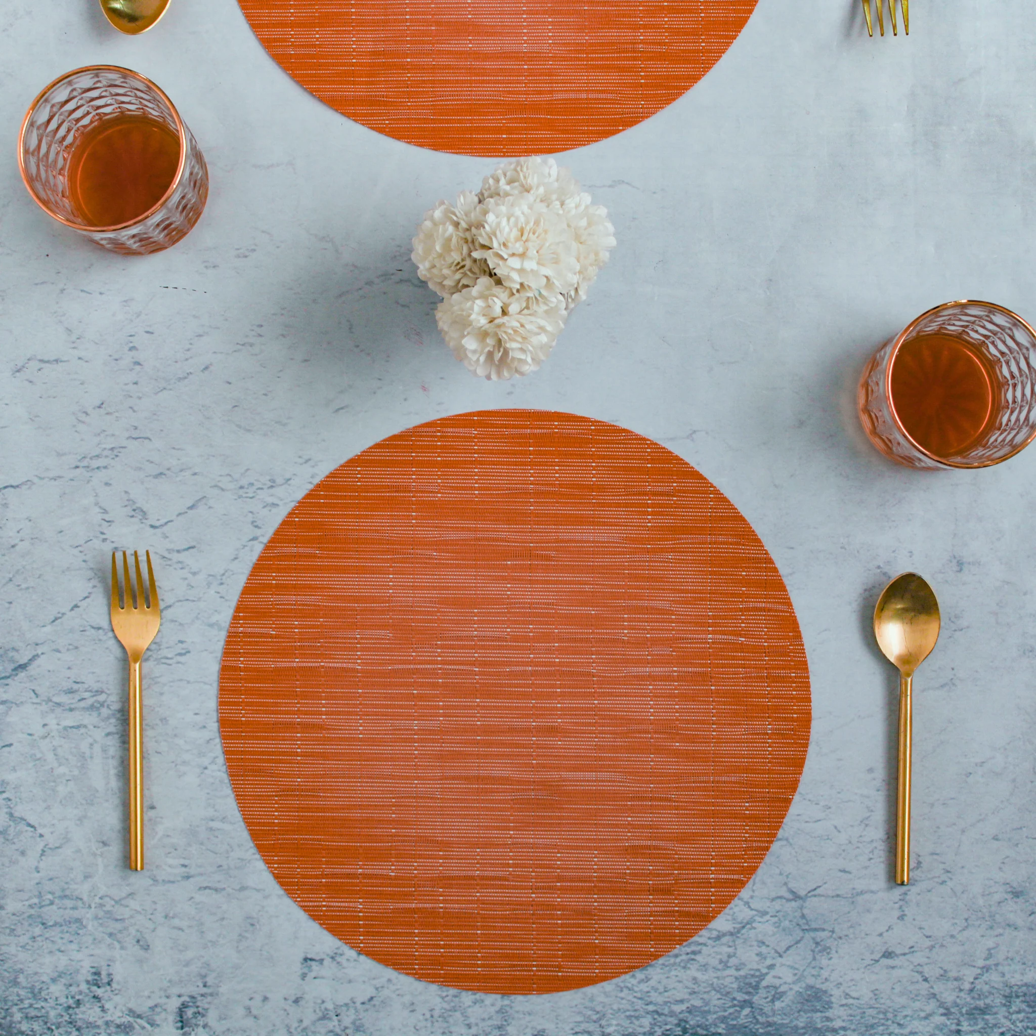 Round Placemat Orange Set of 4 - Image 5