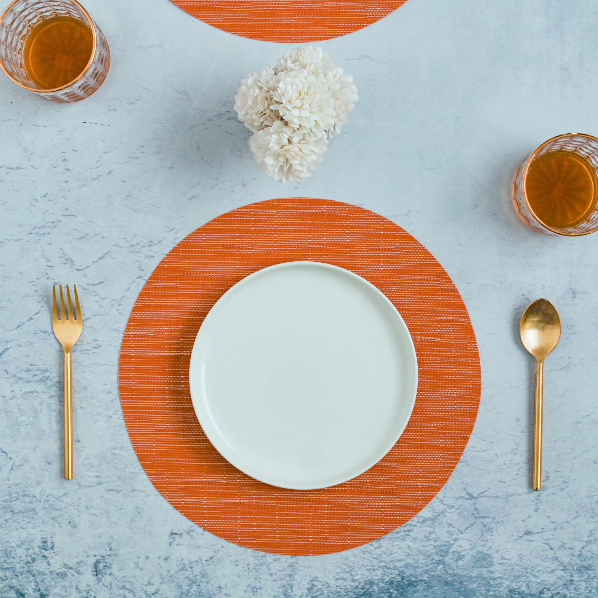 Round Placemat Orange Set of 4 - Image 6