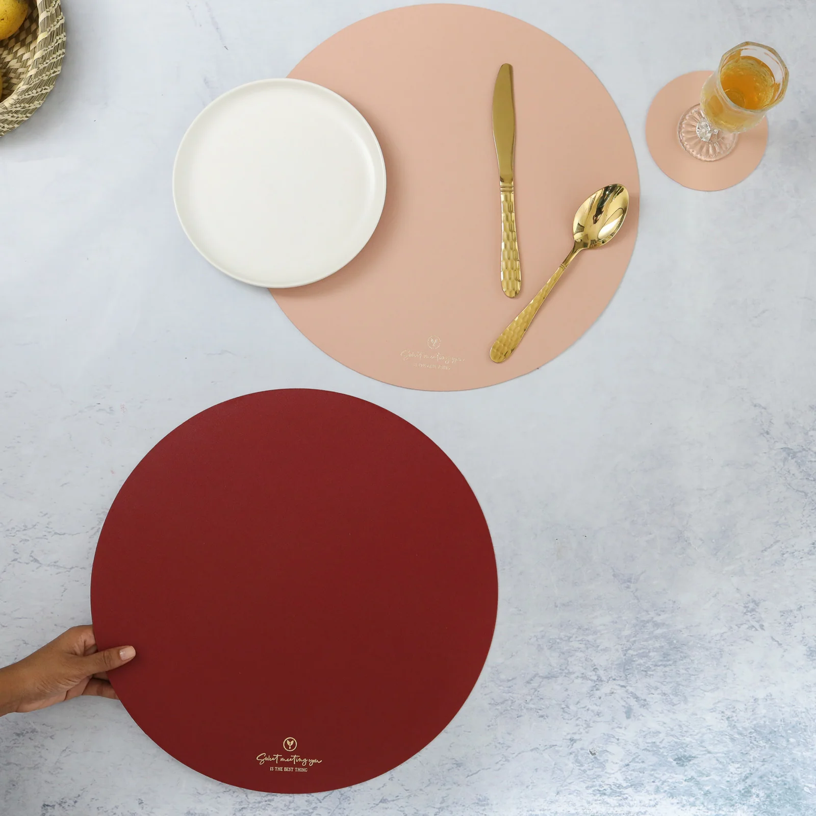 Round Placemat Pink Set of 2 - Image 5
