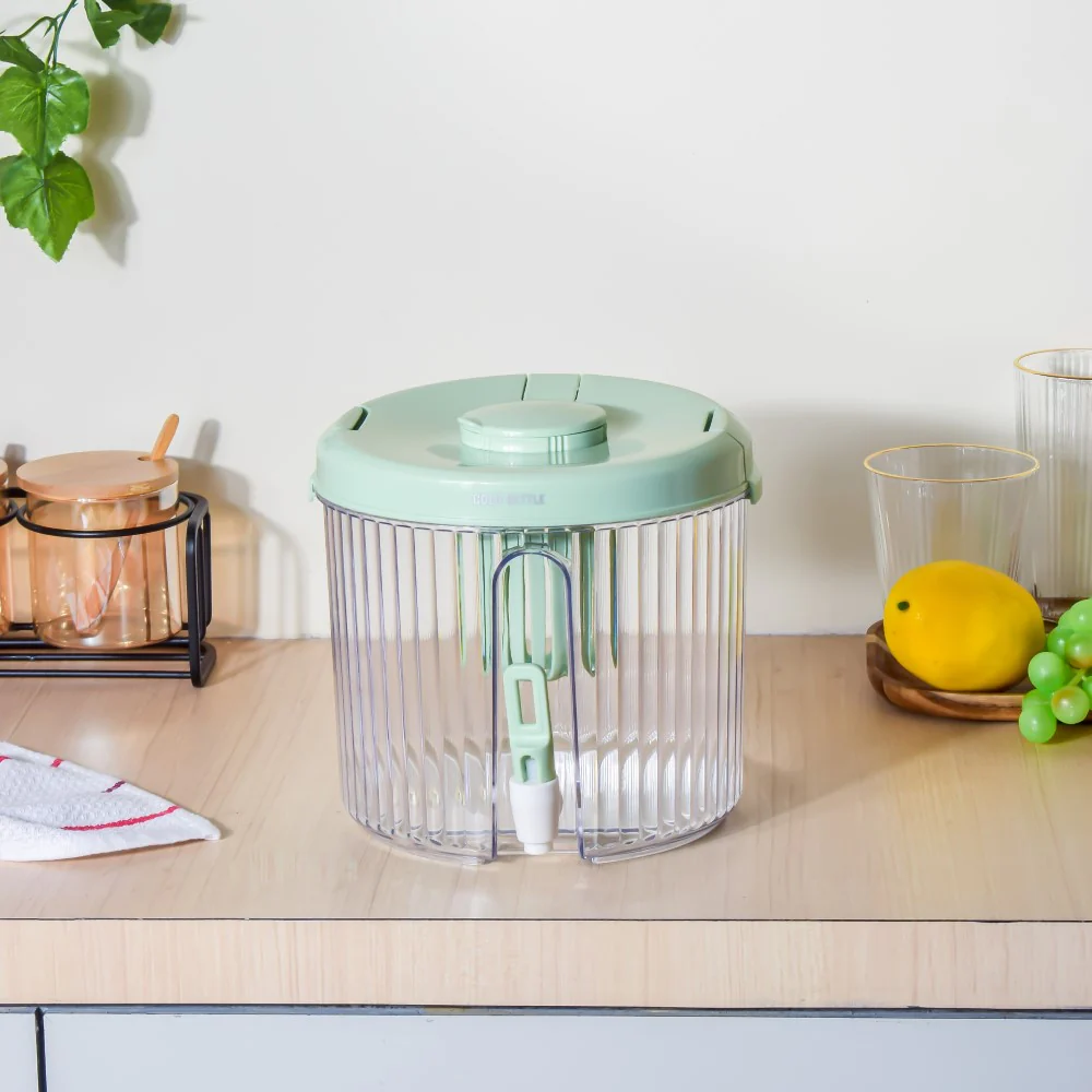 Round Ribbed Drink Dispenser With Infuser Green 6 inch 2L - Image 2