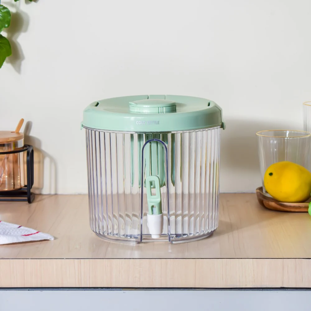 Round Ribbed Drink Dispenser With Infuser Green 6 inch 2L - Image 4